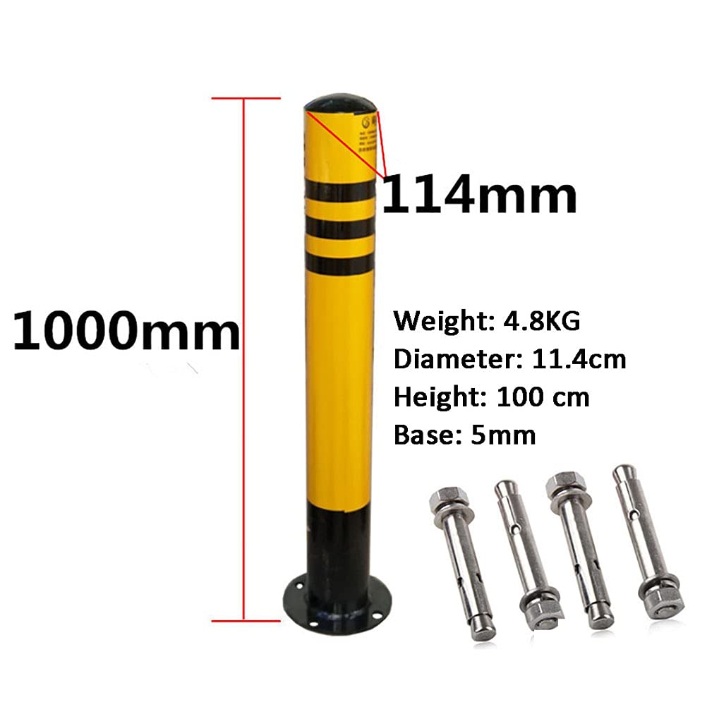 Reflective Safety Parking Bollards - 3 Pack Heavy Duty Parking Sign Posts with Expansion Screws (1000x114mm) for Driveways, Garages & Commercial Parking Lots - Durable Road Markers for Traffic Safety