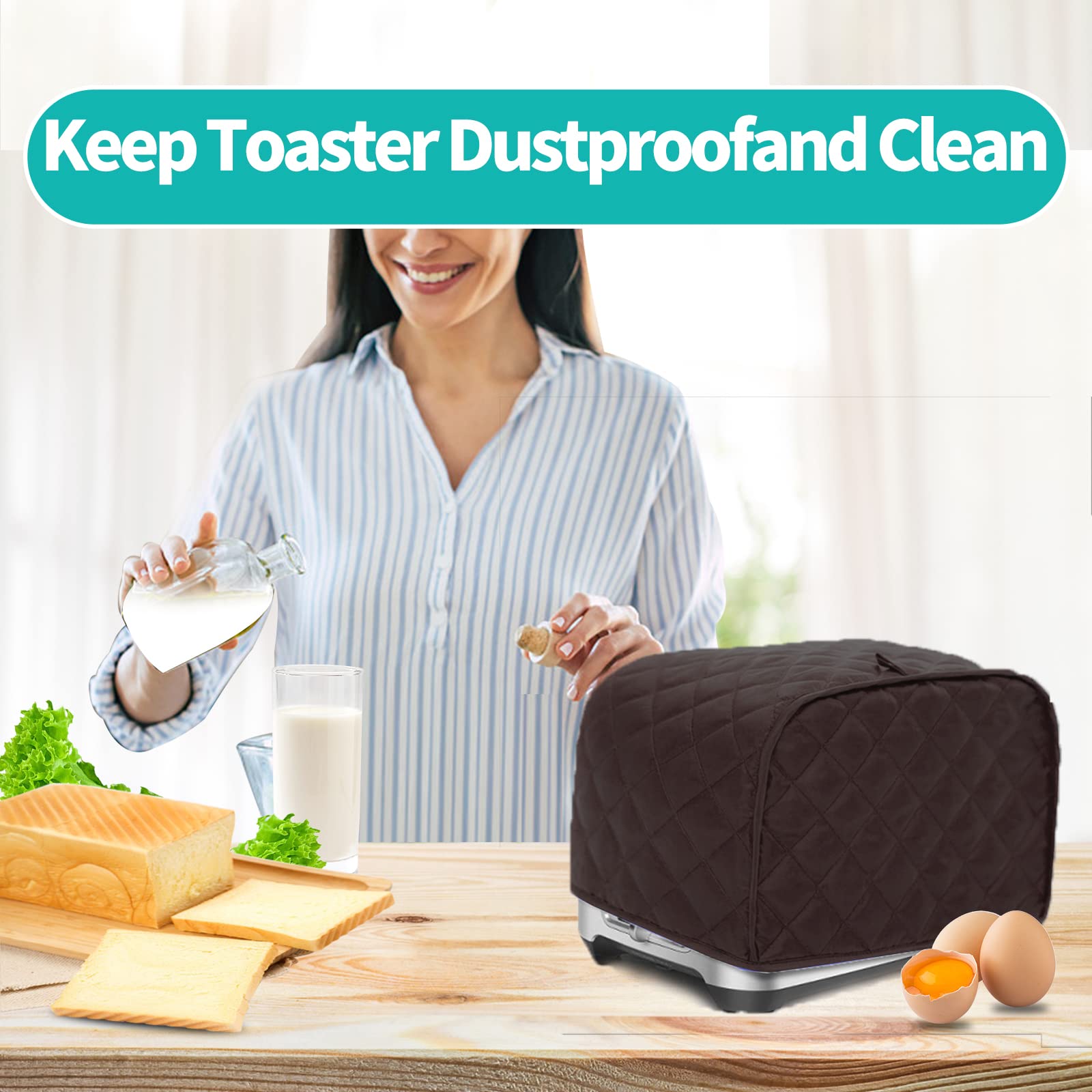Quilted Polyester Toaster Cover for 4-Slice Bread Toaster - Dustproof & Fingerprint Resistant Bakeware Protector - Perfect Kitchen Gift for Mom (Cocoa Brown) - Ideal for Home, Kitchen & Housewarming Gifts