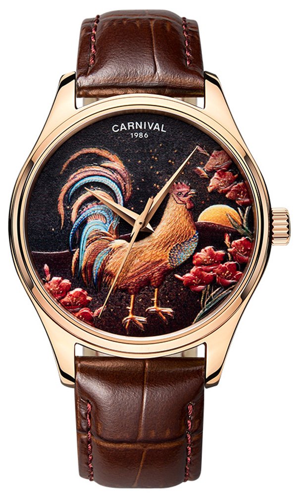 TEINTOP Japanese Automatic Men's Watch - Zodiac Animal Mechanical Carnival Watch (Rooster Brown) | Waterproof & Stainless Steel | Perfect for Business, Casual & Formal Occasions