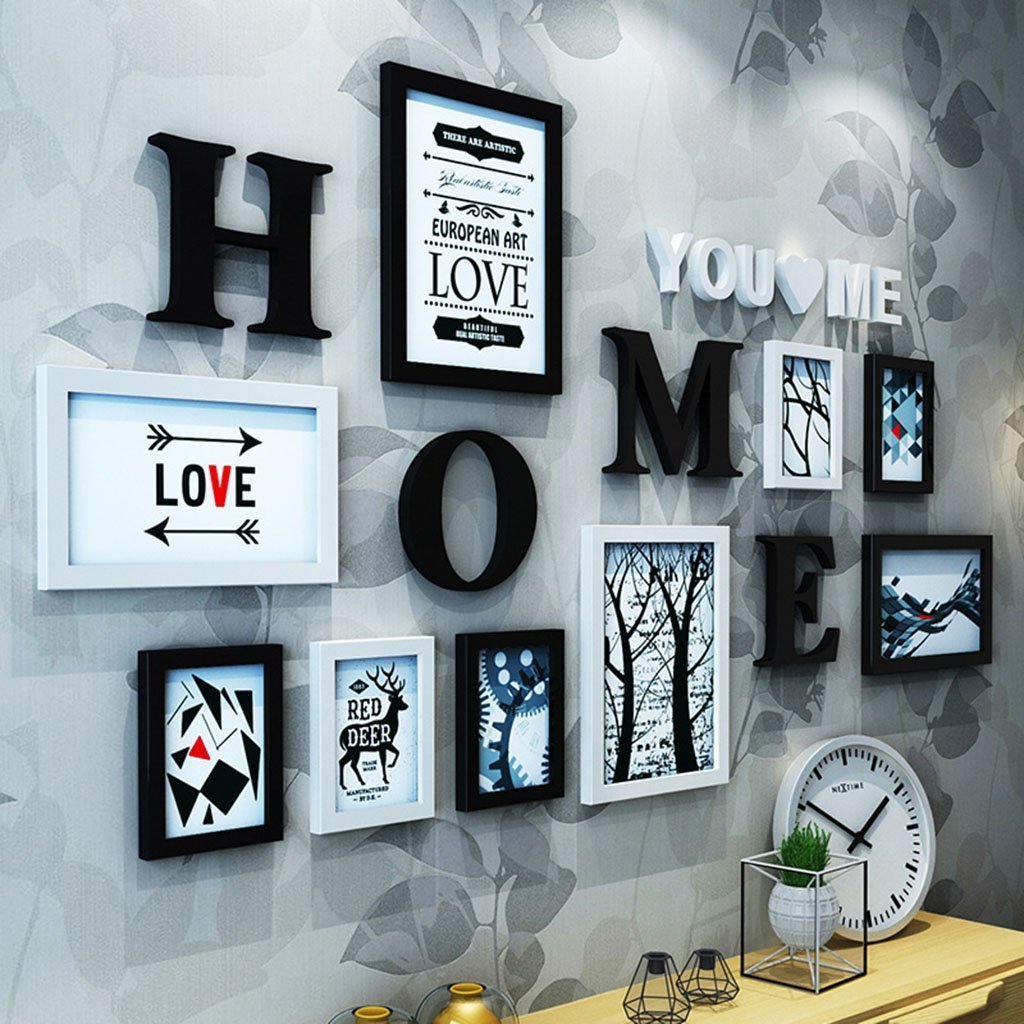Modern Picture Frame Sets for Wall Collage - 12-Piece Photo Frame Wall Combination for Living Room & Bedroom Decor | Creative Photo Display Background Wall (Color C) | Perfect for Home, Office & Gallery Wall Art Displays