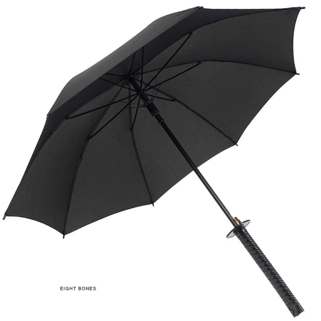 Samurai Sword Long Handle Umbrella for Men - 8/1624 Bone Large Retro Anime Style (Black, Size 8) - Perfect for Cosplay, Anime Conventions & Unique Fashion Accessories