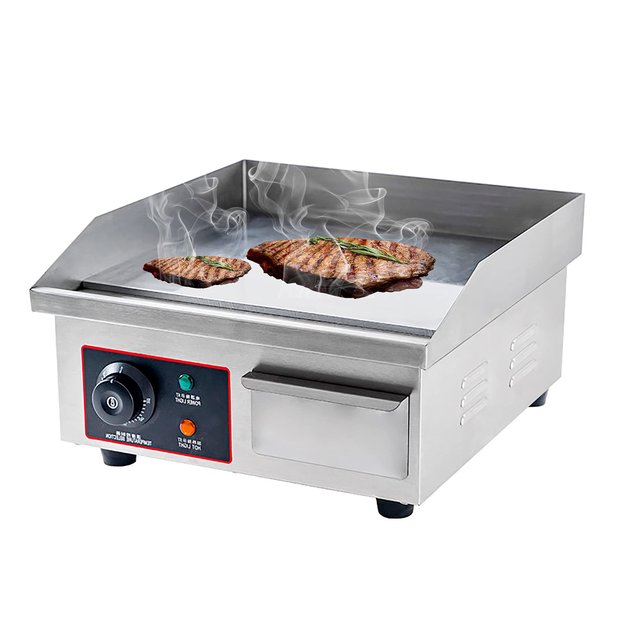 Commercial Electric Griddle Flat Top Grill - Stainless Steel Countertop Hot Plate Kitchen Grill for BBQ, Burgers, Bacon & Eggs - Perfect for Restaurants, Diners & Outdoor Cooking