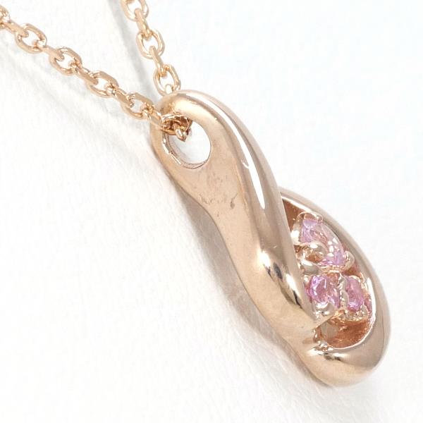 4℃ K10PG Pink Sapphire Pendant Necklace - 14K Gold Plated Elegant Jewelry Gift for Women, Perfect for Valentine's Day, Anniversary & Special Occasions