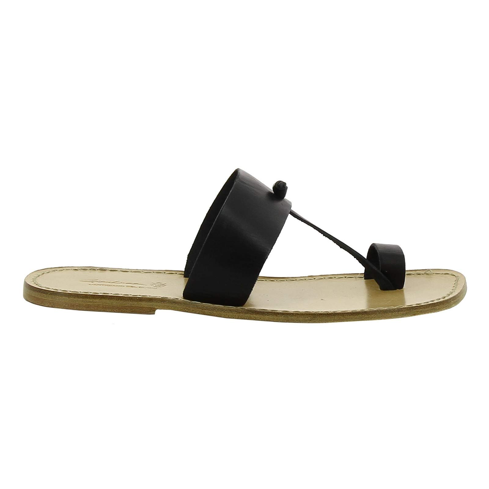 Gianluca Handmade Men's Black Calf Leather Slippers - Premium Thong Sandals for Men - Size [Your Size] - Comfortable House Shoes for Relaxing at Home, Lounging & Casual Wear