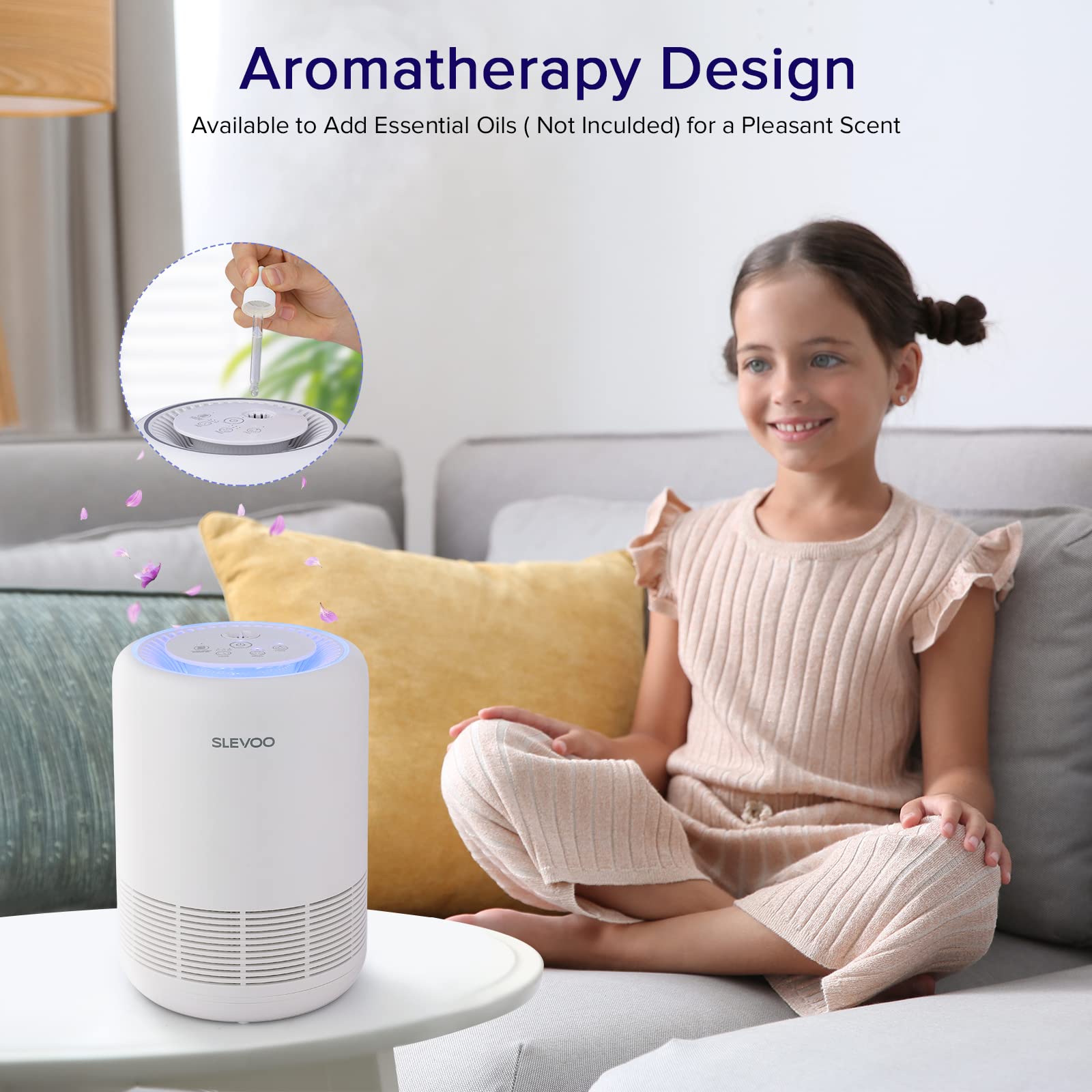 BS-01 White H13 True HEPA Air Purifier for Bedroom - Removes 99.97% of Smoke, Dust, Pollen & Pet Dander | Fragrance Sponge, Night Light & Timer | Ideal for Homes with Pets, Smokers & Allergy Sufferers | Perfect for Night Use & Small Rooms