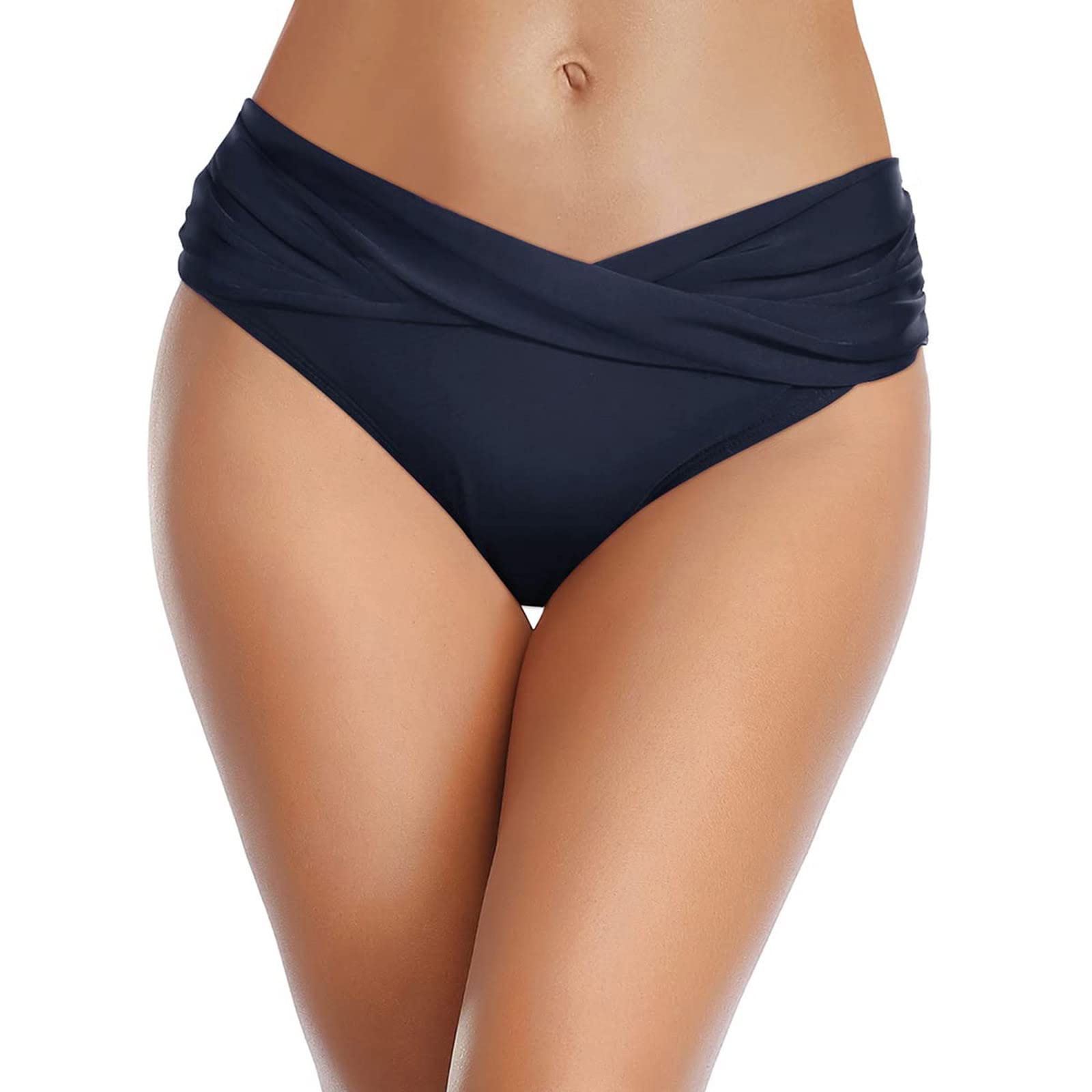 Women's High Waist Swim Shorts - Ruched Full Coverage Swim Bottoms for Summer Beach & Pool Wear | Comfortable Swimwear for Surfing, Yoga & Vacation
