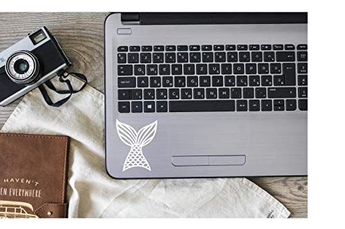 Mermaid Tail Vinyl Decal - White 3.7x4.75 Inch - Made in USA by Foxtail Decals - Waterproof Sticker for Car Windows, Laptops, Tablets, Water Bottles - Perfect for DIY Crafts, Home Decor & Personalizing Accessories