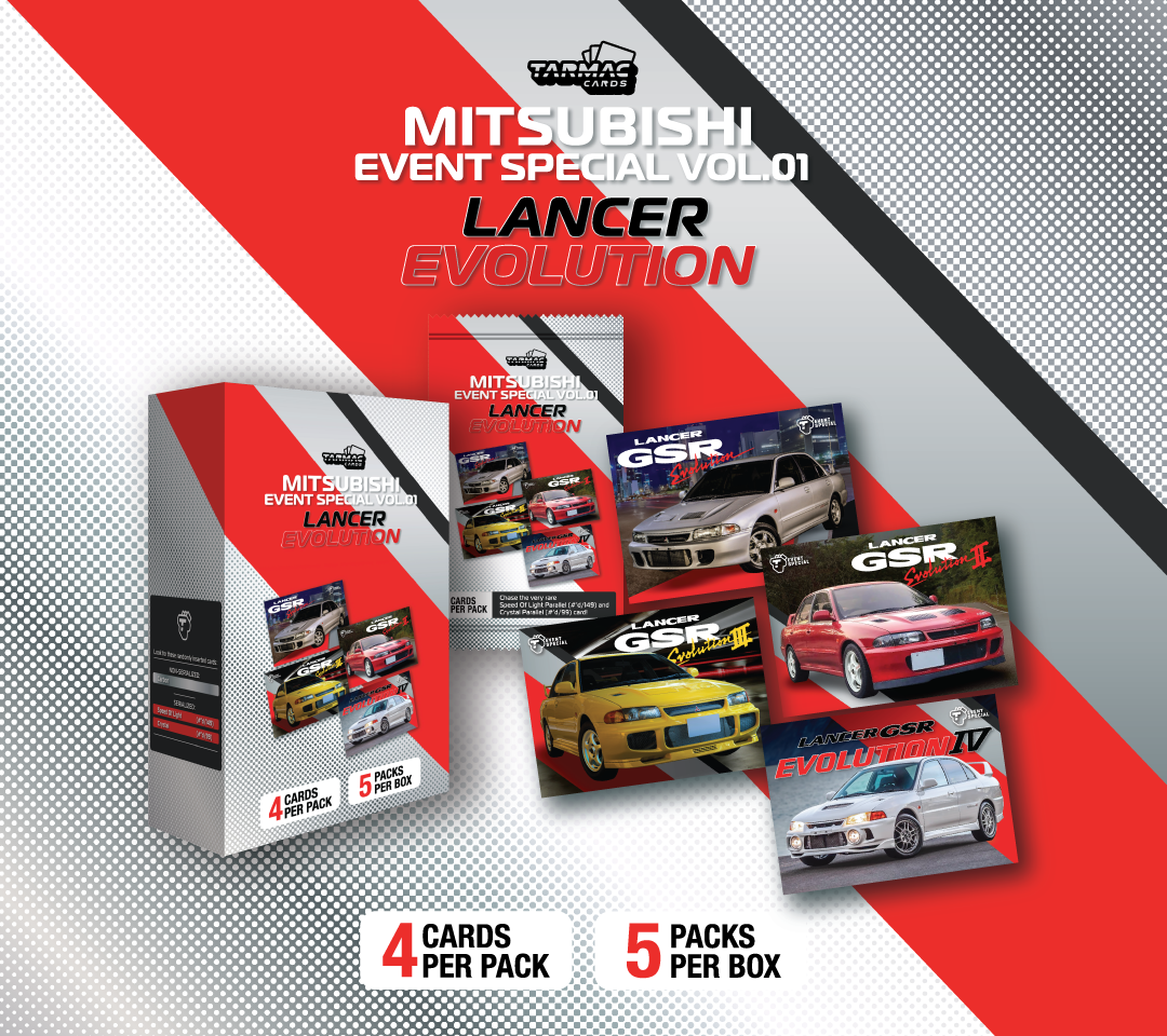 Mitsubishi Lancer Evolution Tarmac Cards Box Set - Limited Edition Collectible Trading Cards for Car Enthusiasts | Perfect for Display, Gifts, and Racing Game Events