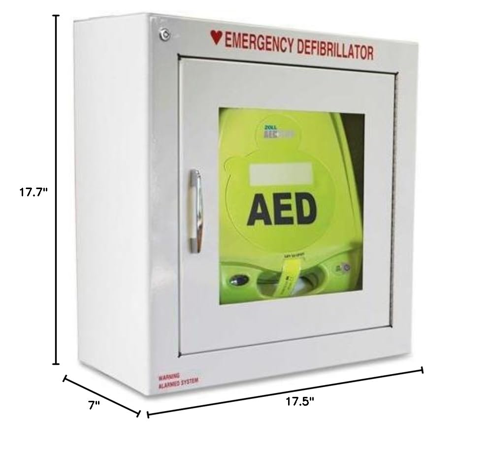 ZOLL AED Plus Standard Size Cabinet with Audible Alarm - White Metal Wall Mount Cabinet for Emergency Defibrillator Storage - Ideal for Offices, Schools & Public Spaces