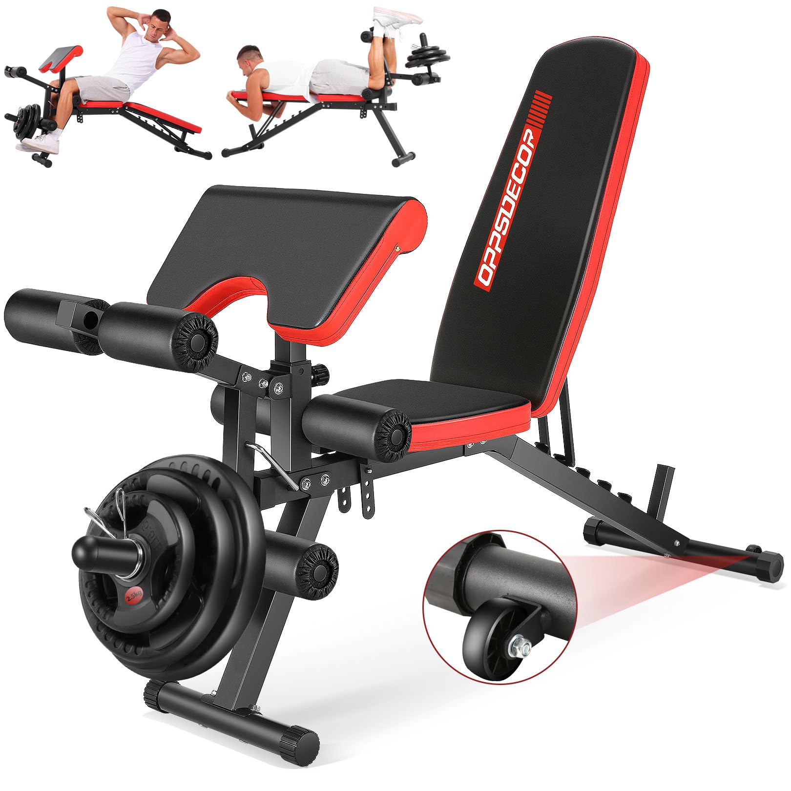 **OPPSDECOR Adjustable Weight Bench with Leg Extension & Curl, 800LBS Capacity Flat/Incline/Decline Workout Bench for Home Gym - Perfect for Strength Training, Bench Press & Full-Body Exercises**