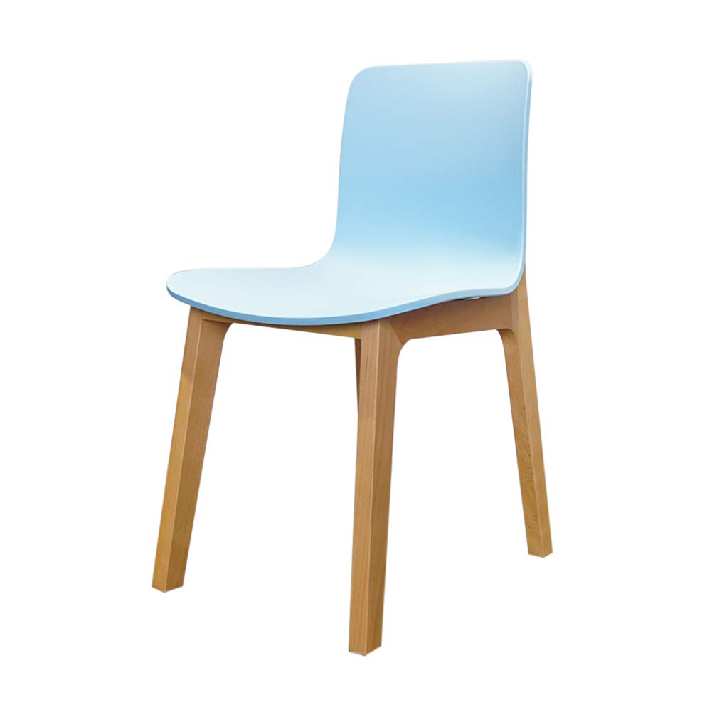 Modern Plastic Dining Chairs with Solid Wood Legs - Kitchen, Living Room, Bedroom, Restaurant, Hotel & Cafe Use - Comfortable Lounge, Coffee, Negotiation & Makeup Chairs