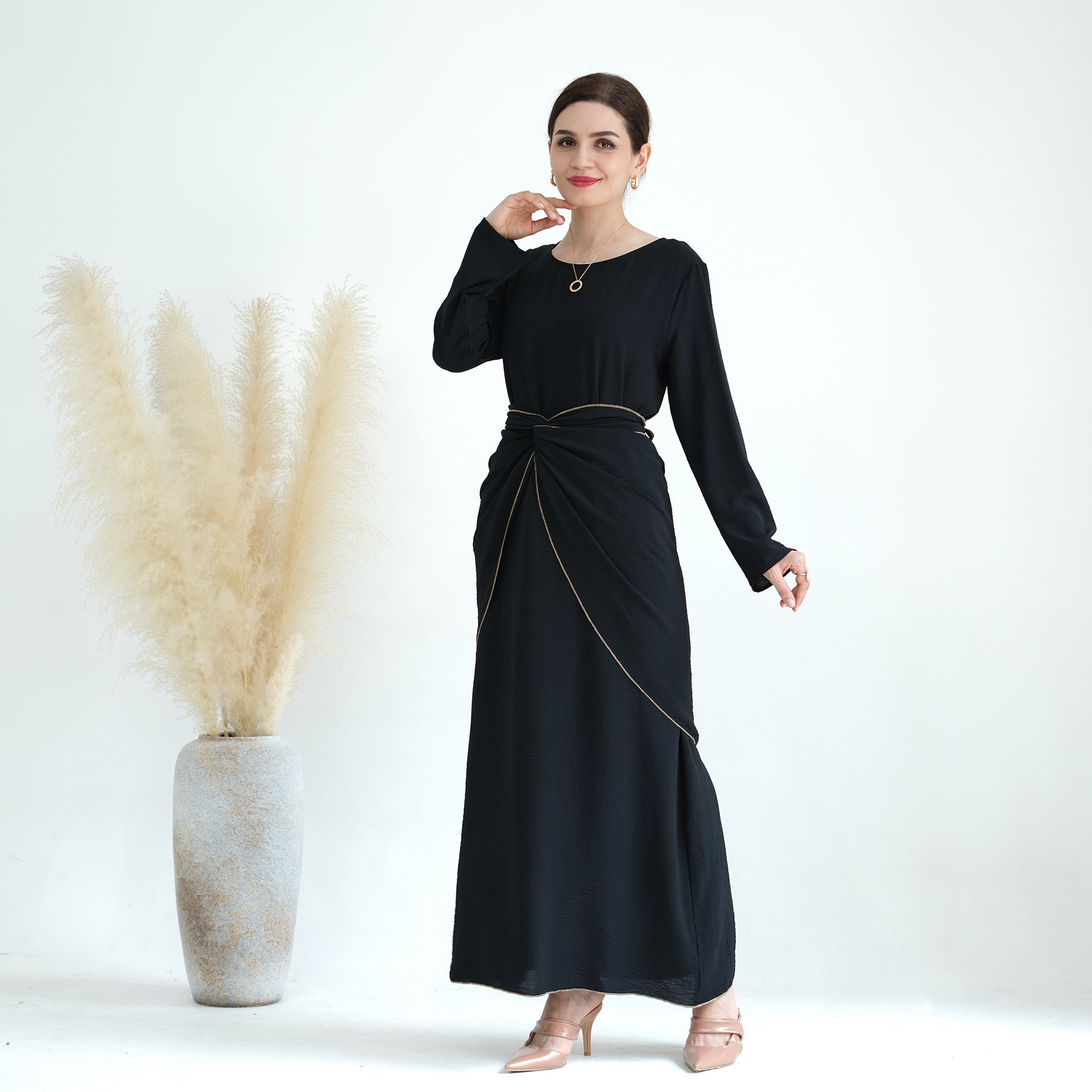 Nadia 4 Piece Abaya Set - Black | Modest Islamic Prayer Dress for Women | Perfect for Eid, Mosque & Special Occasions