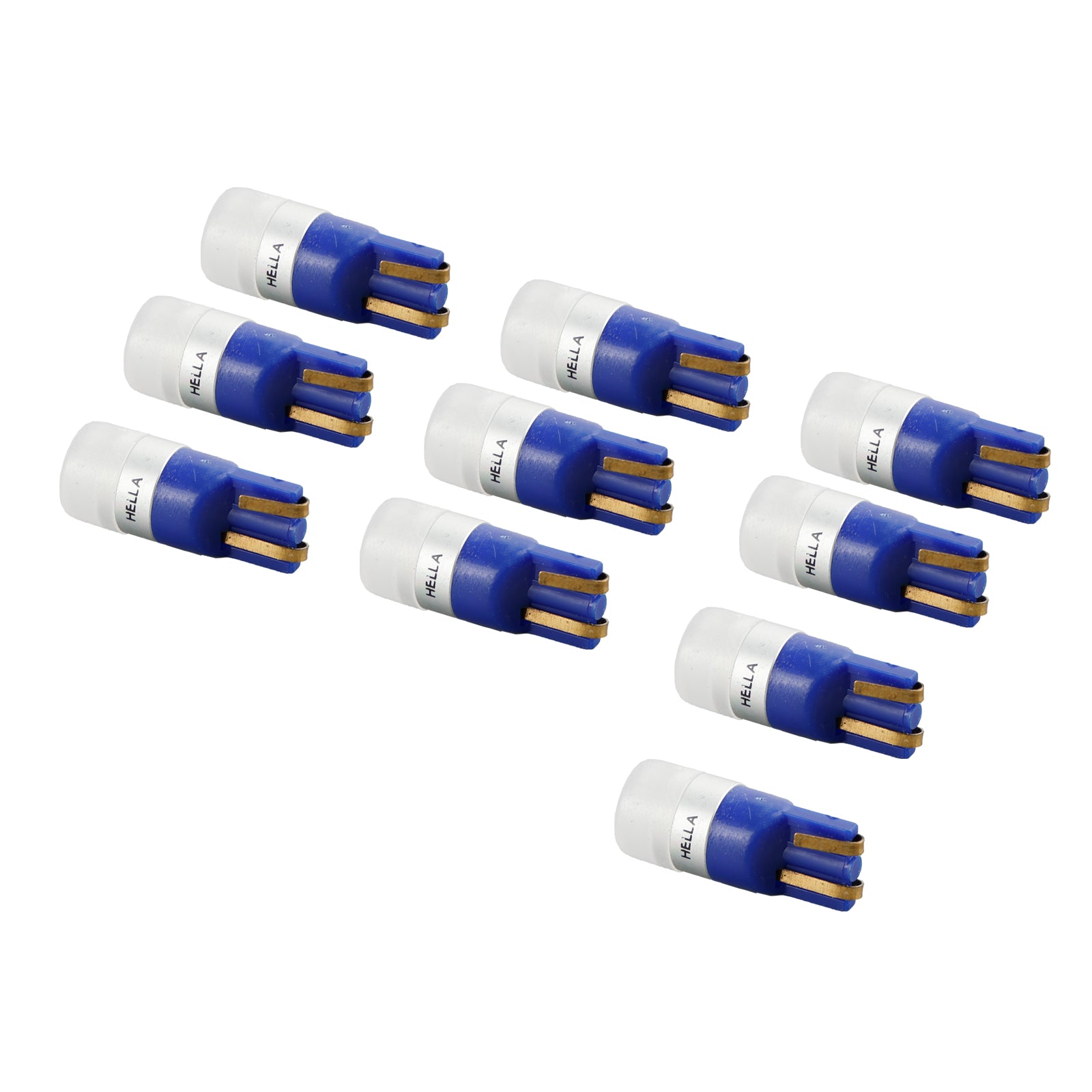 10X HELLA LED Retrofit Bulbs 158B LED/T10 W5W 12V 1W W2.1X9.5D Blue Light - Perfect for Car Interior, Dashboard, License Plate, and Dome Lighting