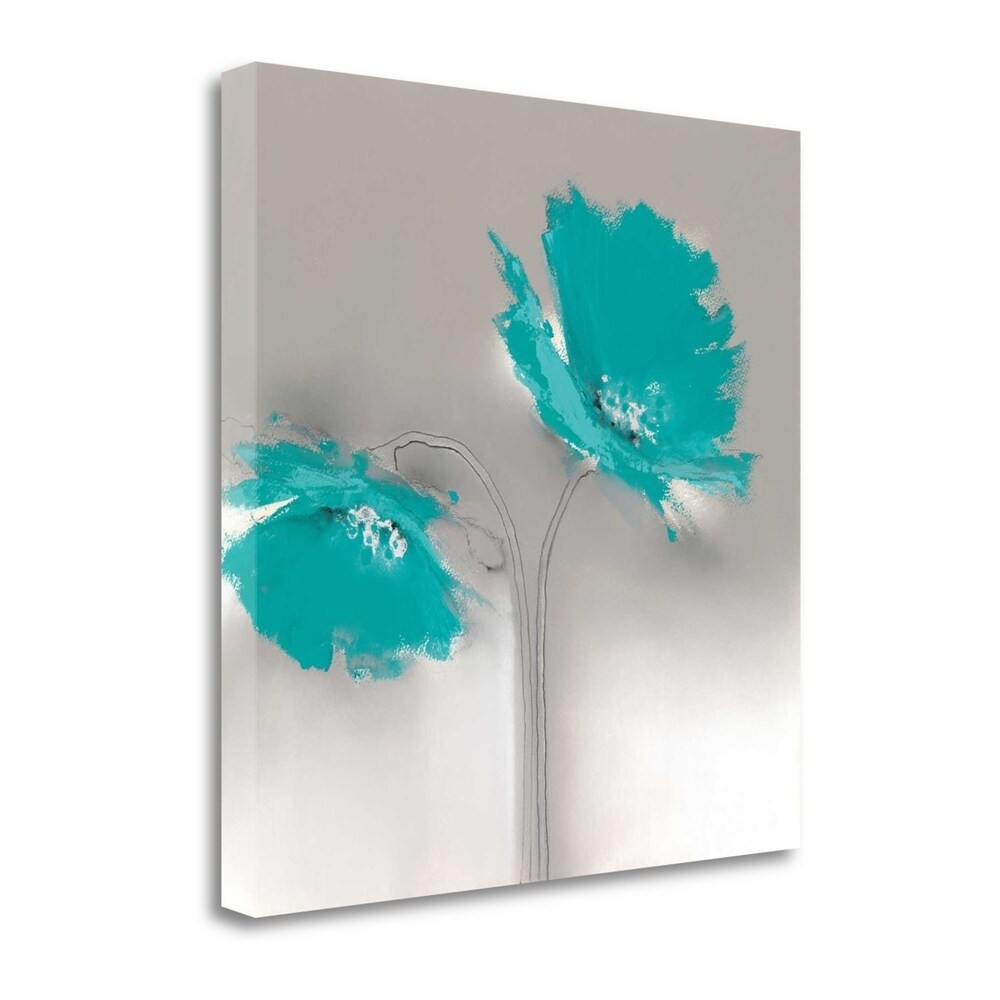 Aqua Platinum Petals II By J.P. Prior - Premium Giclee Art Print on Gallery Wrapped Canvas - Perfect for Living Room, Bedroom & Office Wall Decor