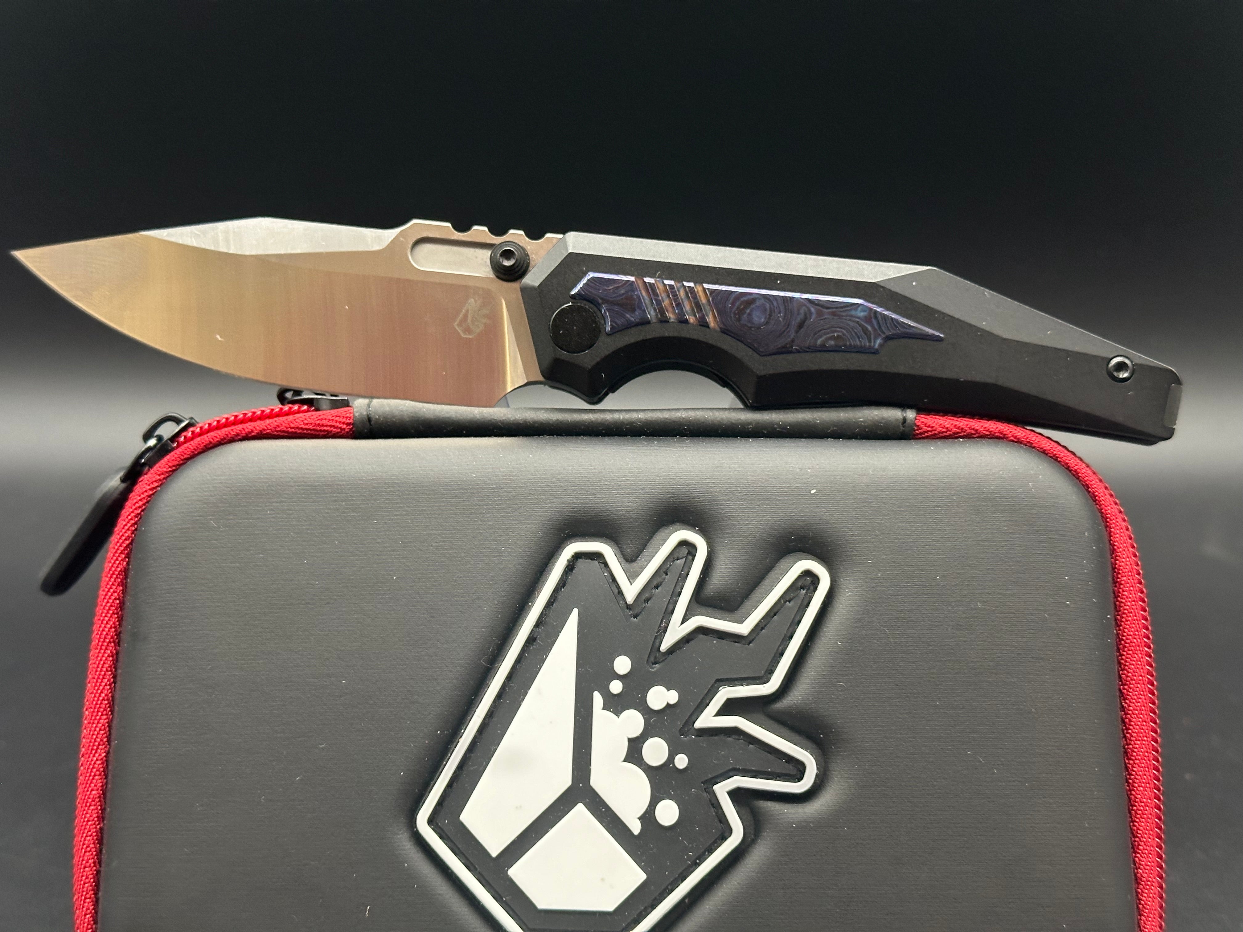 Arcane Preytheon Black Titanium Handle with Timascus Inlays - Premium EDC Pocket Knife for Outdoor, Camping & Everyday Carry