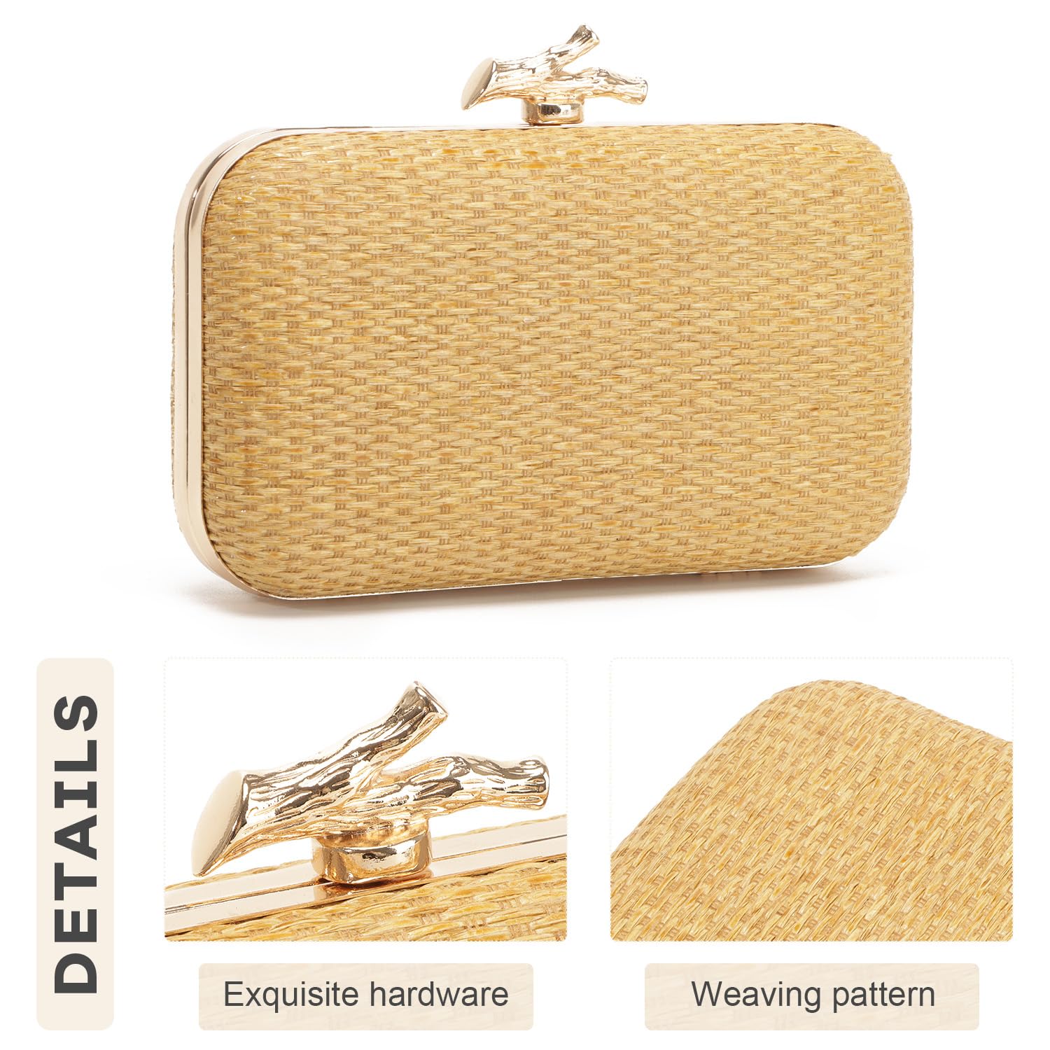 Elegant Woven Straw Clutch Purse for Women - Summer Evening Formal Handbag - Perfect for Weddings, Parties & Beach Events