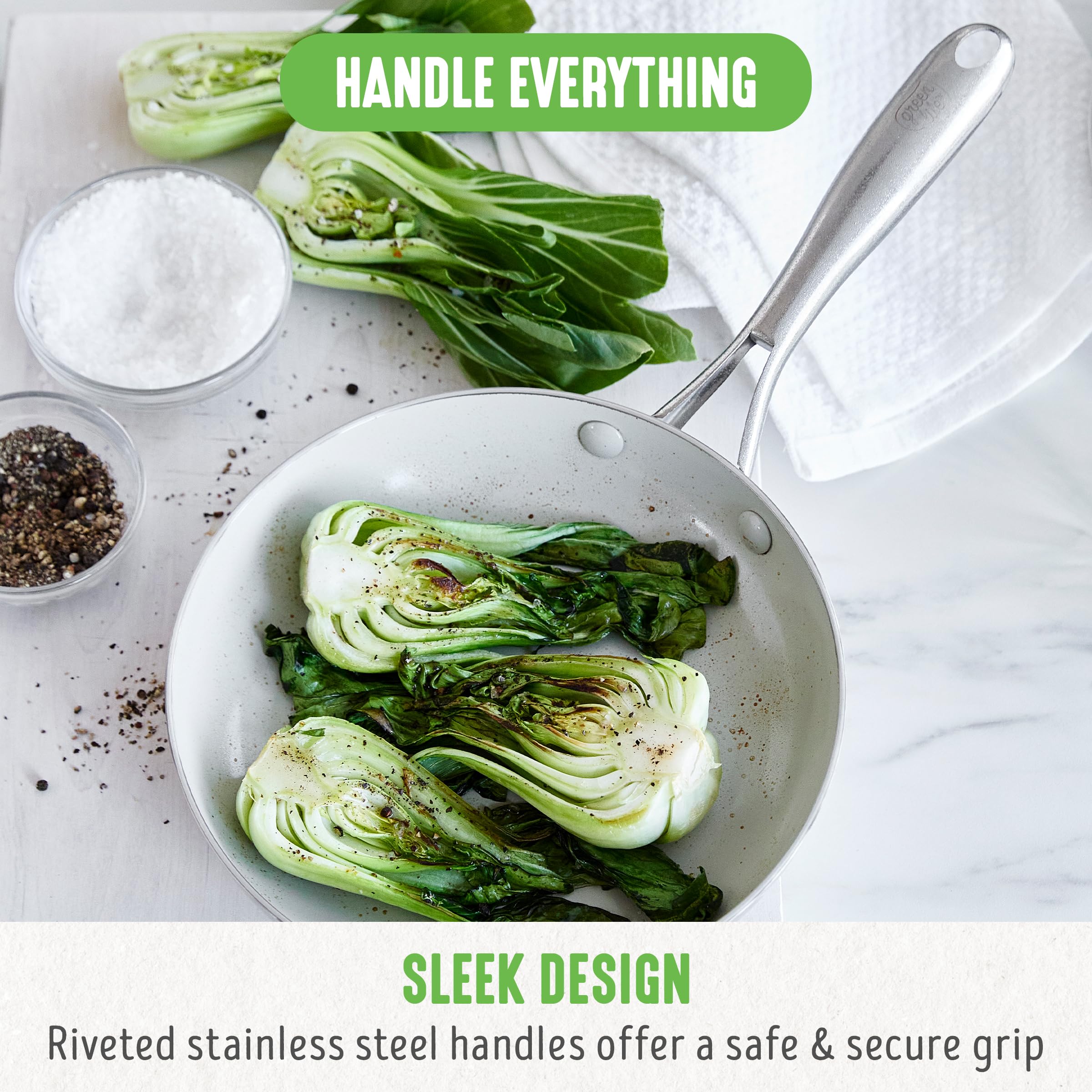 GreenLife Tri-Ply Stainless Steel Healthy Ceramic Nonstick Cookware Set - 10 Piece Pots and Pans, PFAS-Free, Multi-Clad, Induction Compatible, Dishwasher & Oven Safe (Silver) - Perfect for Healthy Cooking, Frying, Baking & Meal Prep in Modern Kitchens