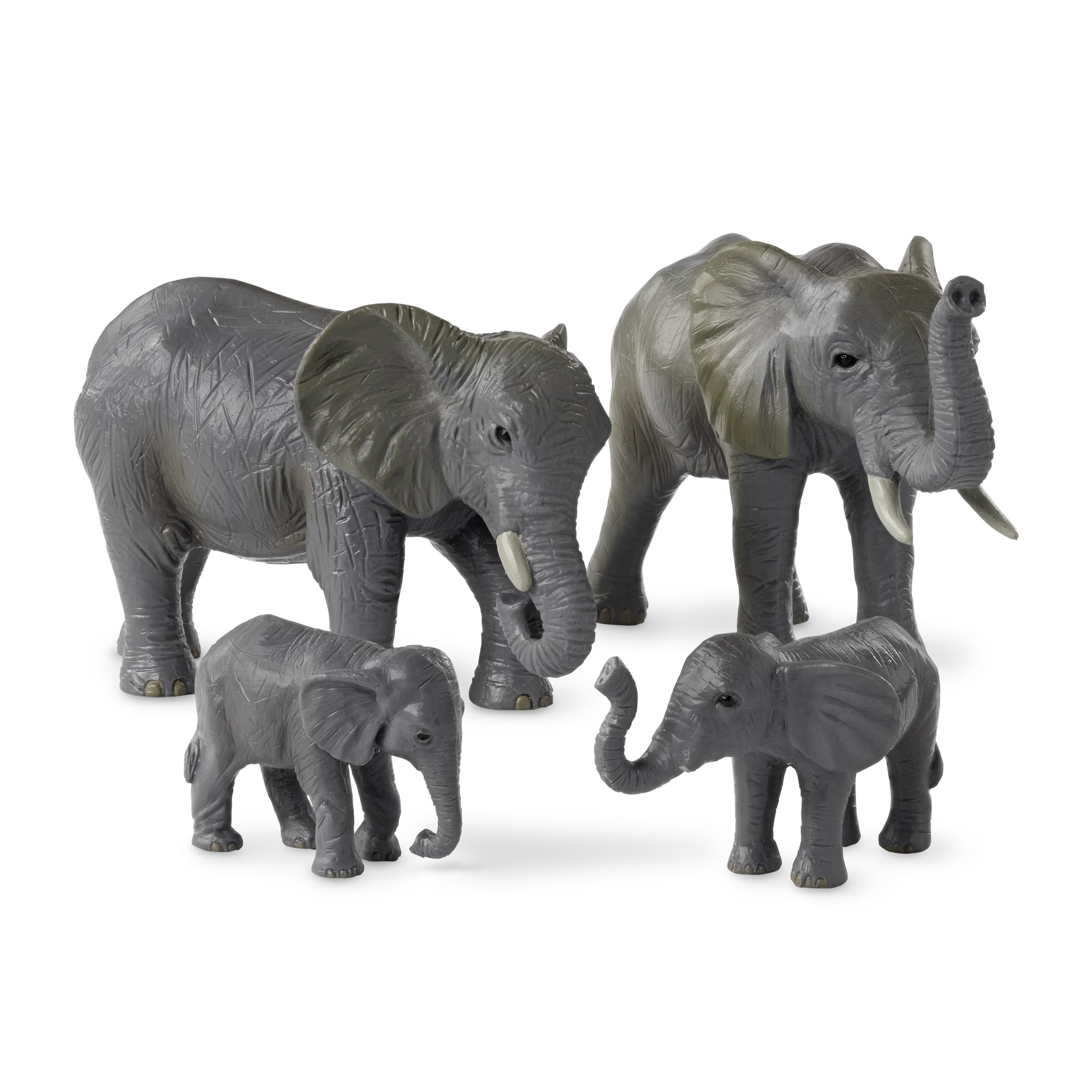Battat Terra 4-Piece African Elephant Family Toy Set – Realistic Plastic Safari Animal Figures for Kids Ages 3+ – Perfect for Playtime, Educational Gifts & Baby Shower Decorations