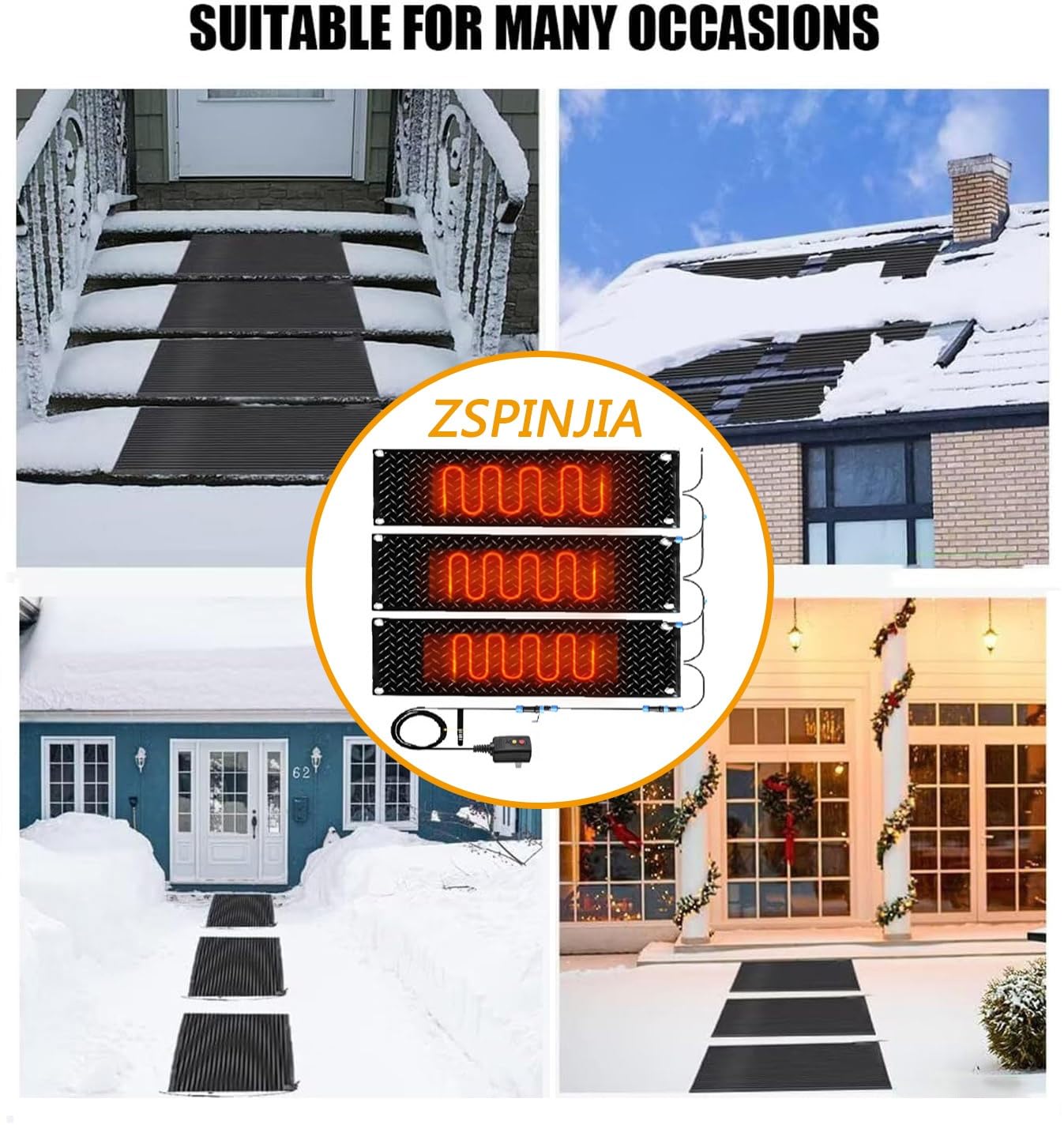 Heated Snow Melting Mat with Timer - 10'' Non-Slip Electric Foot Mat for Walkways | Winter Outdoor Snow Removal | Safe for Steps, Driveways & Patios