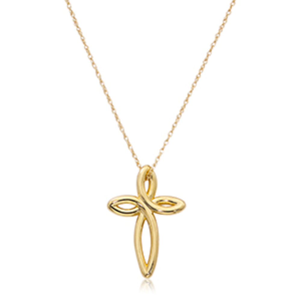 14K Gold Open Cross Pendant Necklace for Women - Elegant Religious Jewelry Gift for Baptism, Confirmation & Everyday Wear