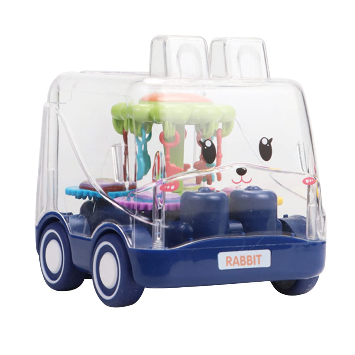 TOYANDONA Clear Transparent Wind Up Pull Back Bus Toy Car for Kids - Fun Educational Playtime, Birthday Gifts, Party Favors & Collectible Display