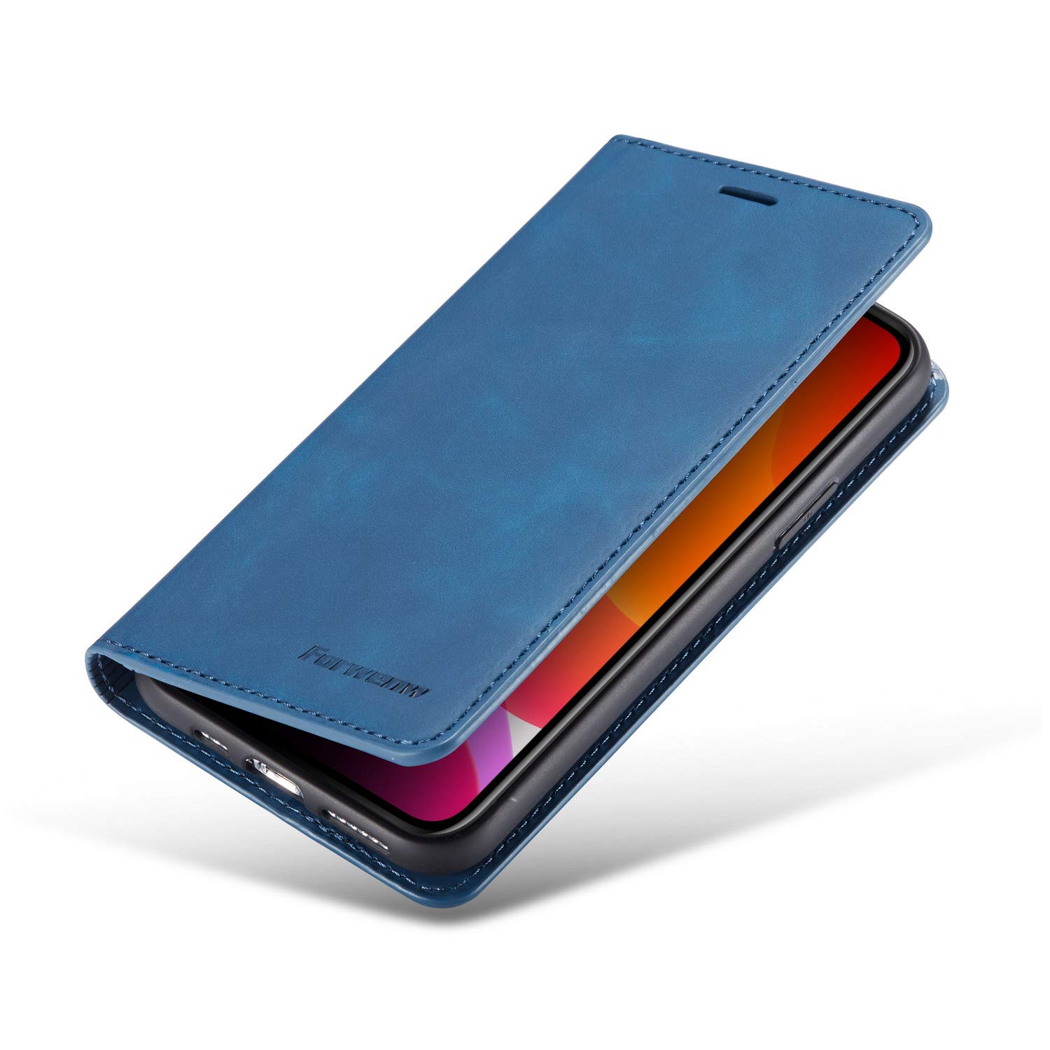 Premium PU Leather Magnetic Flip Wallet Case for iPhone 11 Pro Max (6.5 inch) - Shockproof Card Holder with Kickstand & Hidden Adsorption | Perfect for Work, Travel & Daily Use (Blue, 2019 Model)