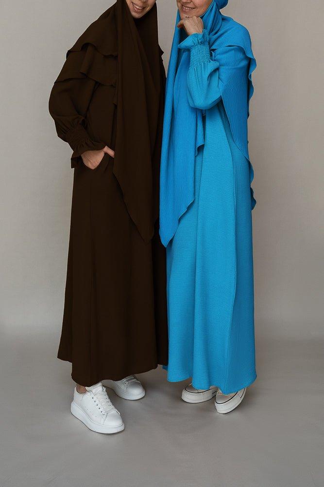 Light Blue Modest Maxi Dress with Pockets - Wrinkle-Free Flowy Long Dress for Women | Perfect for Church, Beach & Summer Outfits