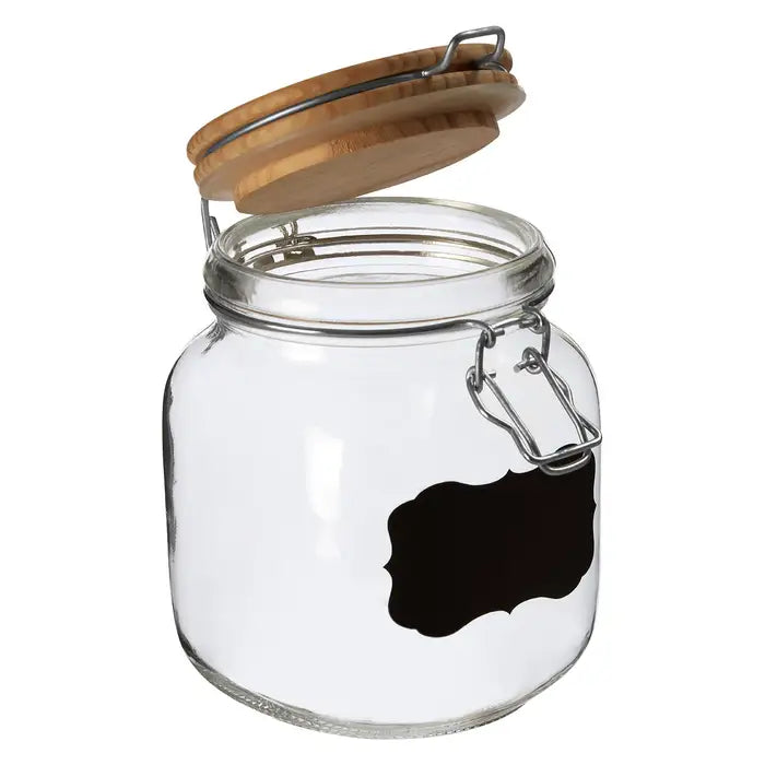 Chalkboard Label Storage Jar with Lid - Airtight Kitchen Canister for Flour, Sugar, Coffee & Spices - Perfect for Pantry Organization & Home Decor