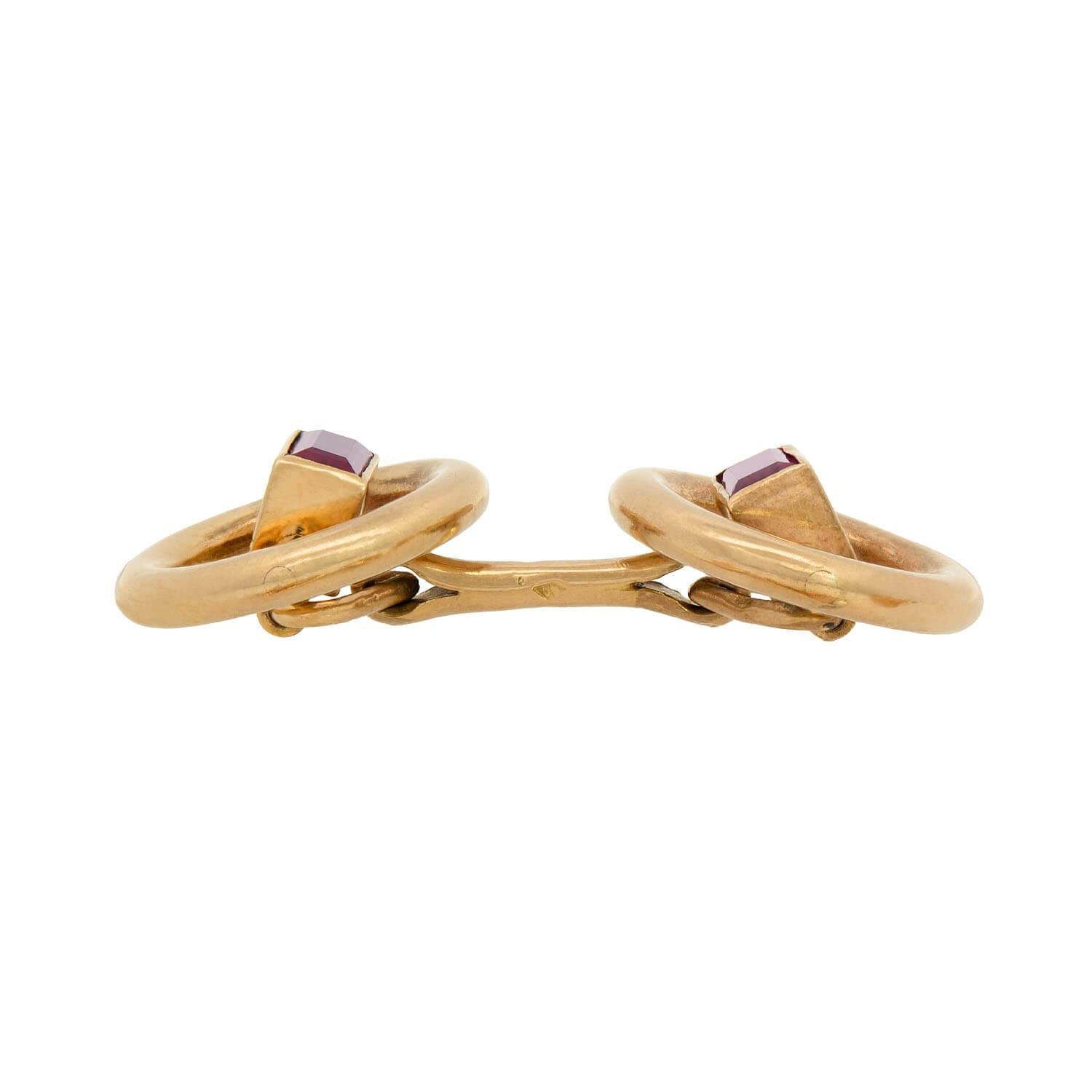 VAN CLEEF & ARPELS Vintage 18k Gold Ruby Cufflinks & Buttons Set - Luxury Men's Jewelry for Weddings, Business & Formal Events