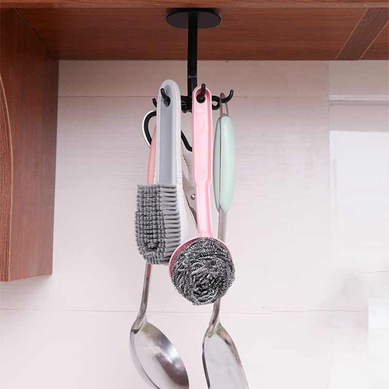 VALINK 360° Rotatable Heavy Duty Adhesive Wall Hook - 6 Hooks Multipurpose Kitchen Utensil Organizer for Hanging Pots, Pans, Towels & More - Perfect for Kitchen, Bathroom, Bedroom & Office Organization