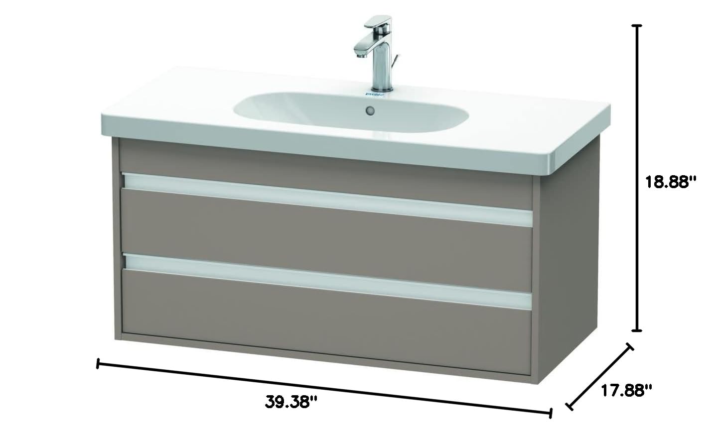 Duravit Ketho Wall-Mounted Bathroom Vanity Unit in Basalt Finish - Modern Space-Saving Design for Small Bathrooms and Powder Rooms