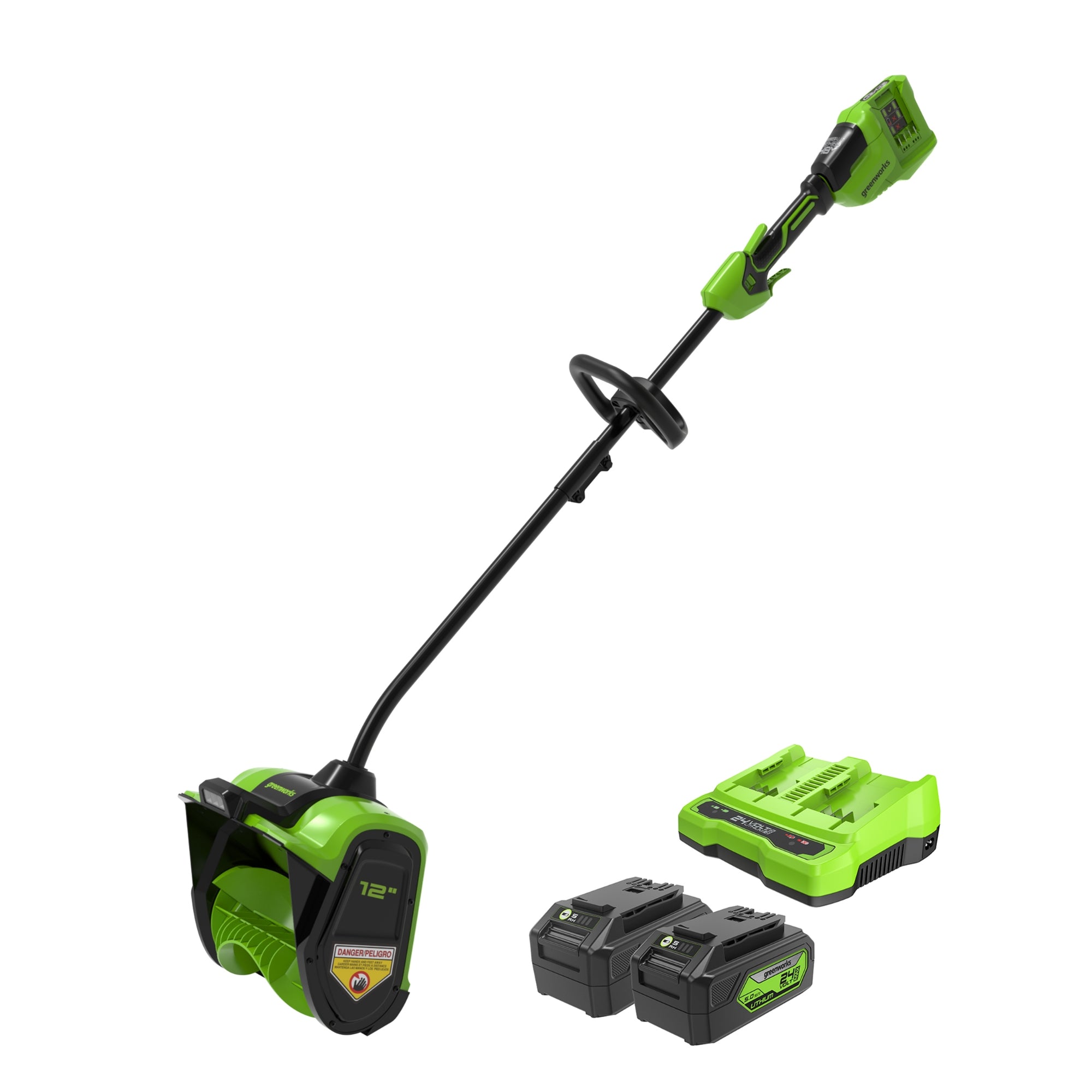 48V (2x24V) 12-Inch Cordless Battery Snow Shovel with 2x4.0Ah Batteries & Dual Port Charger - Perfect for Driveways, Sidewalks, and Small Yard Snow Removal