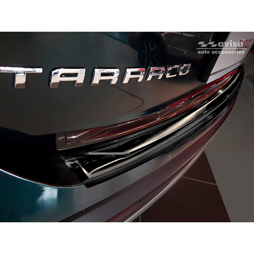 Avisa 2/45196 Black Stainless Steel Rear Bumper Protector for SEAT Tarraco 2019 - Durable Car Accessory for SUV Trunk Protection & Scratch Prevention