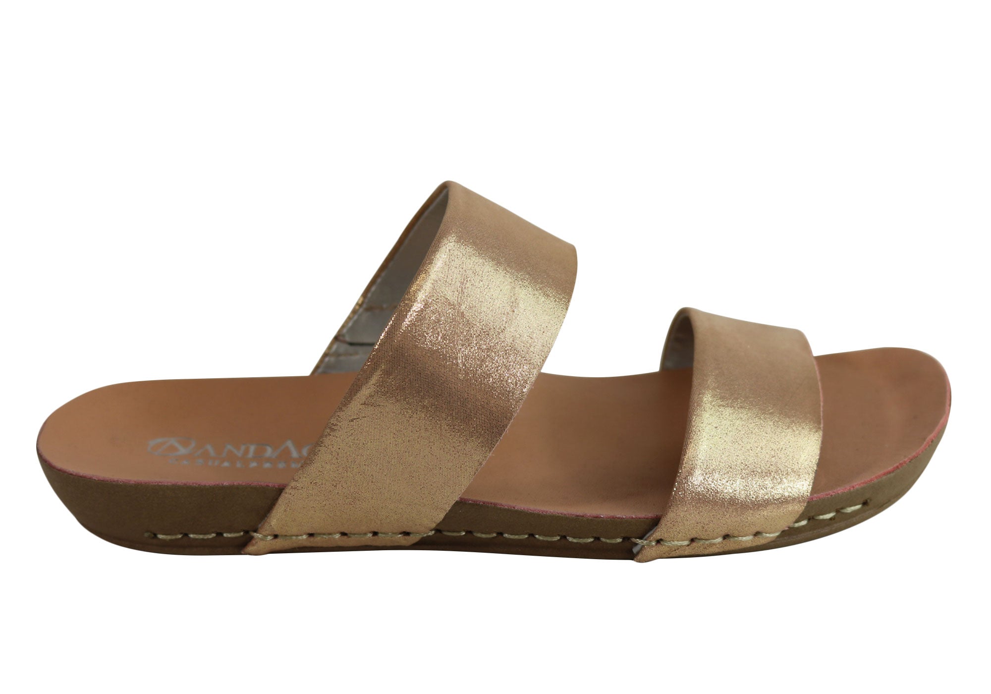 Andacco Mirage Women's Comfortable Leather Flat Sandals Slides - Handmade in Brazil - Perfect for Beach, Vacation & Summer Casual Wear
