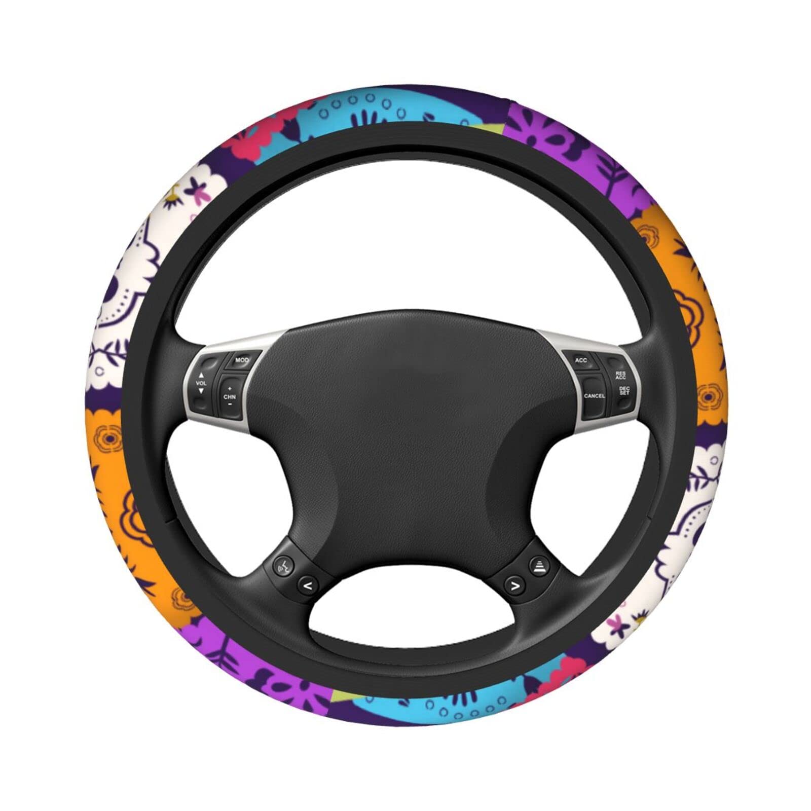Authentic Mexican Print Neoprene Steering Wheel Cover - Universal 15 Inch Car Wheel Protector with Vibrant Mexico Design, Cute Automotive Accessory for Cars & Trucks - Perfect for Road Trips, Daily Commutes & Personalized Style Upgrade