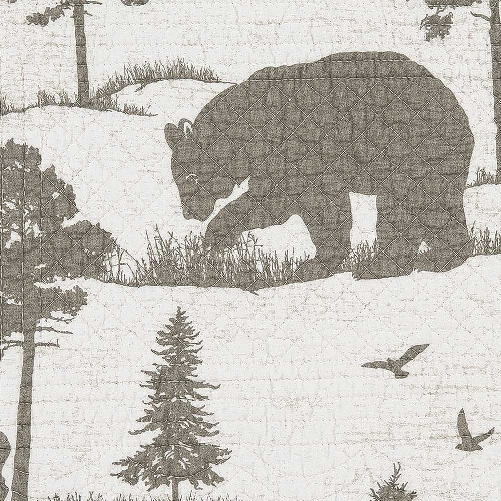 C&F Home Henderson Hideaway King 3-Piece Reversible Quilt Set with 2 Shams - Grey & White Rustic Wilderness Bear Tree Lodge Cabin Design - Solid Grey Reverse - Perfect for Cozy Cabin Bedrooms & Winter Home Decor