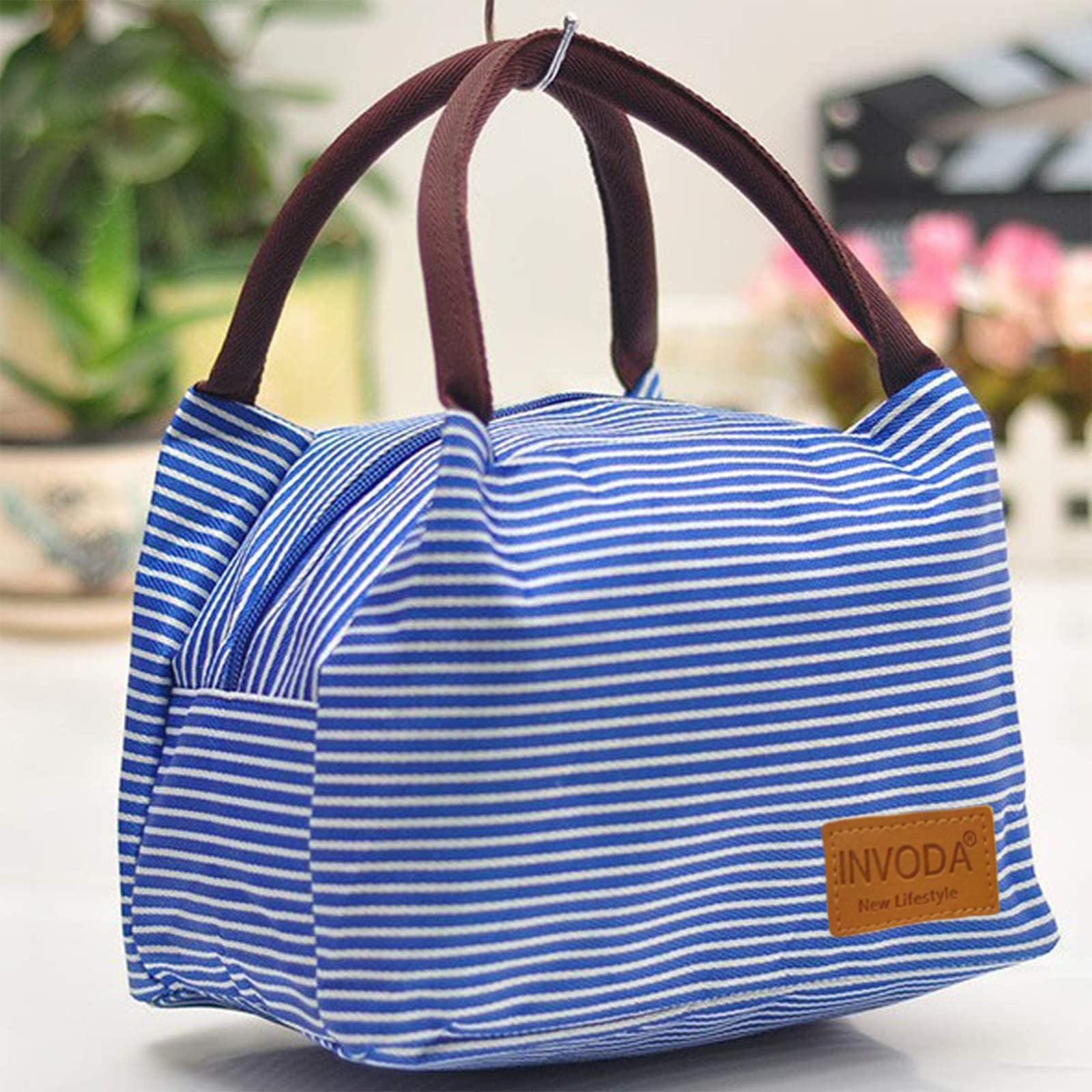 2PCS Insulated Lunch Bags - Reusable & Portable Cooler Tote for Office, School, Picnic & Beach - Leakproof Lunch Box Holder with Thermal Insulation (Blue + Brown) - Perfect for Work, Travel & Outdoor Activities