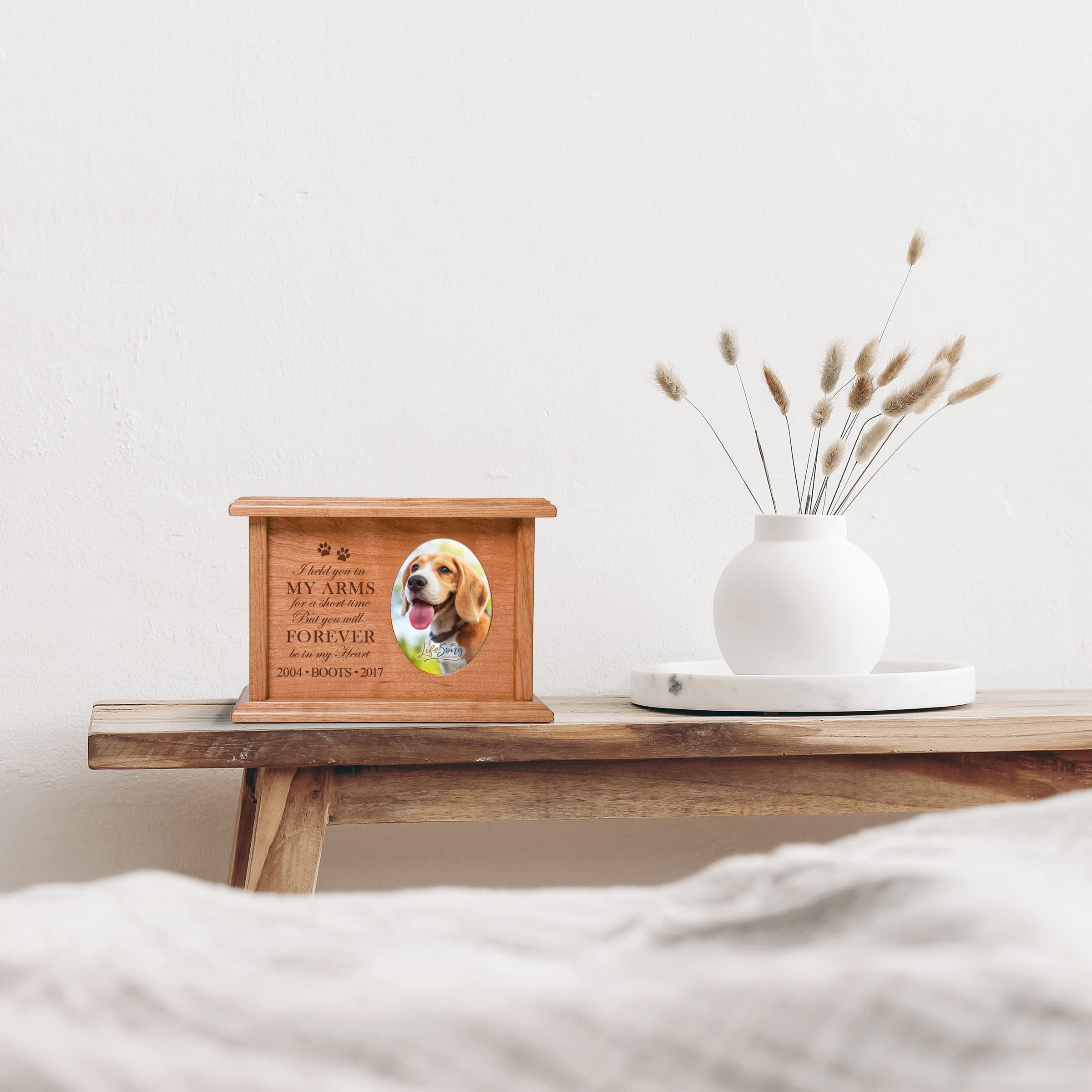 Personalized Pet Cremation Urn - Large Engraved Wooden Memorial Box for Dog & Cat Ashes with Photo Frame | Pet Loss Keepsake, Wall-Mounted Urn for Decorative Remembrance | Perfect for Home Memorials & Pet Tributes