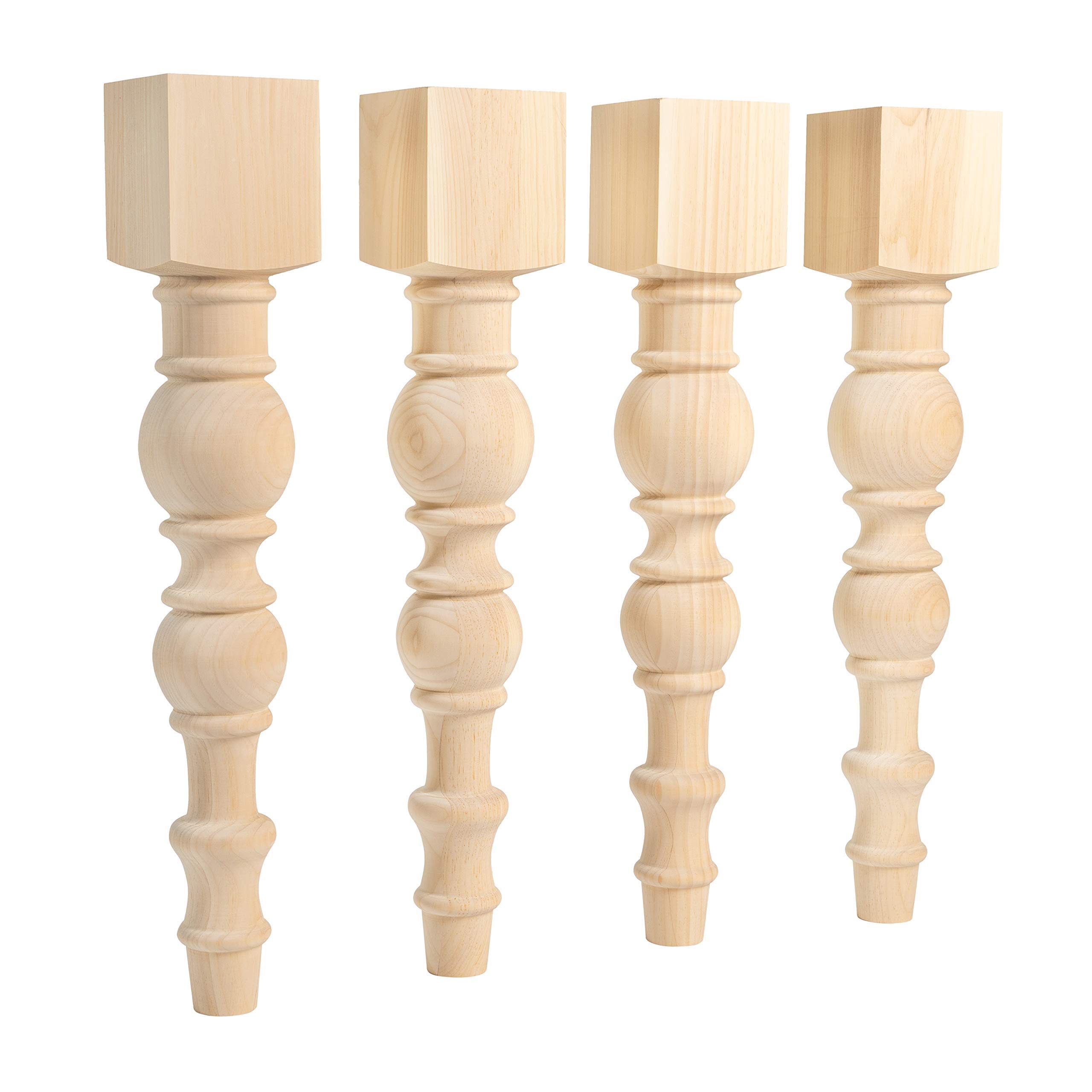 Modern Farmhouse Dining Table Legs Set of 4 - Unfinished Turned Wooden Legs 5