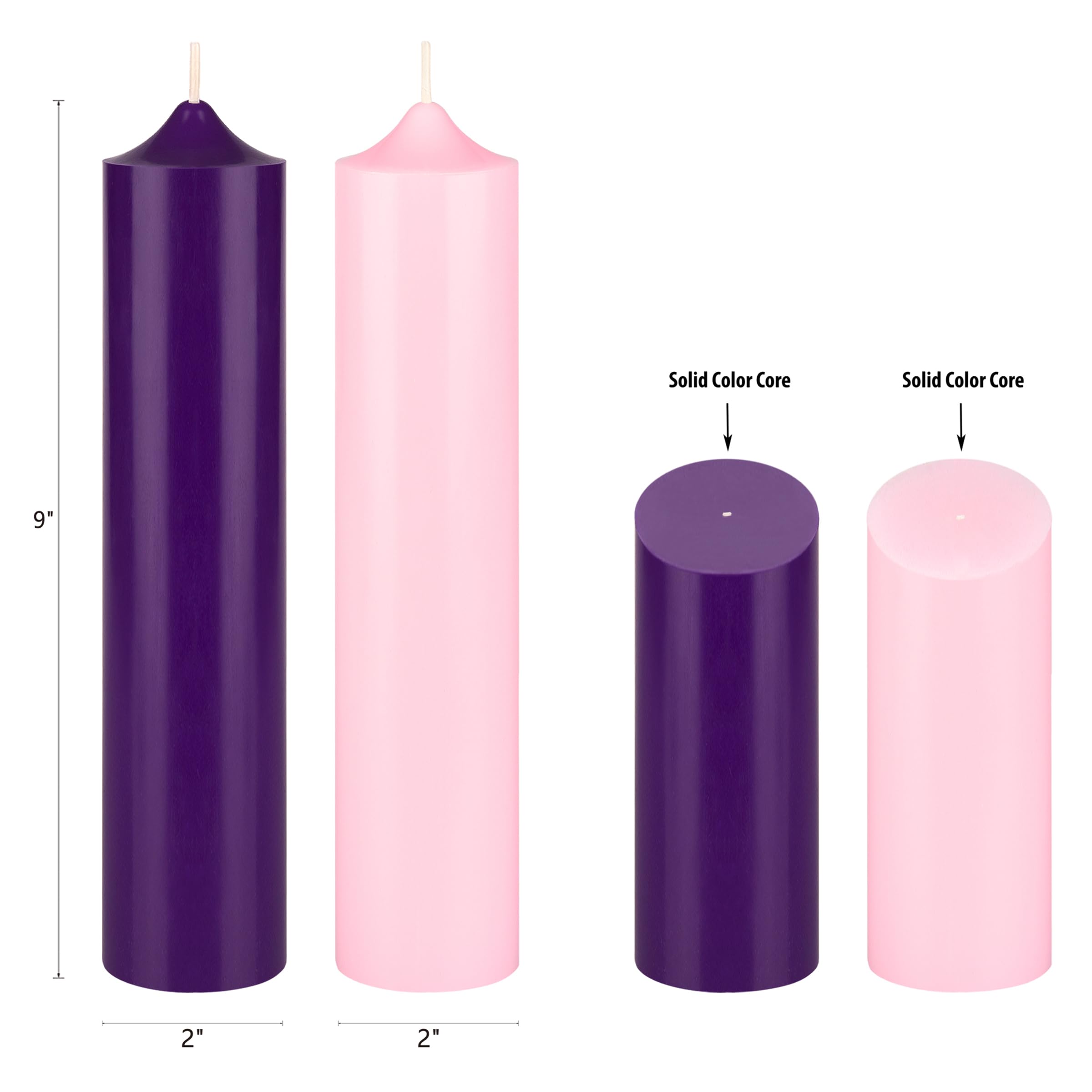 Premium Unscented Christmas Advent Candles Set of 4 - Hand-Poured Bell Top Round Pillar Candles 2