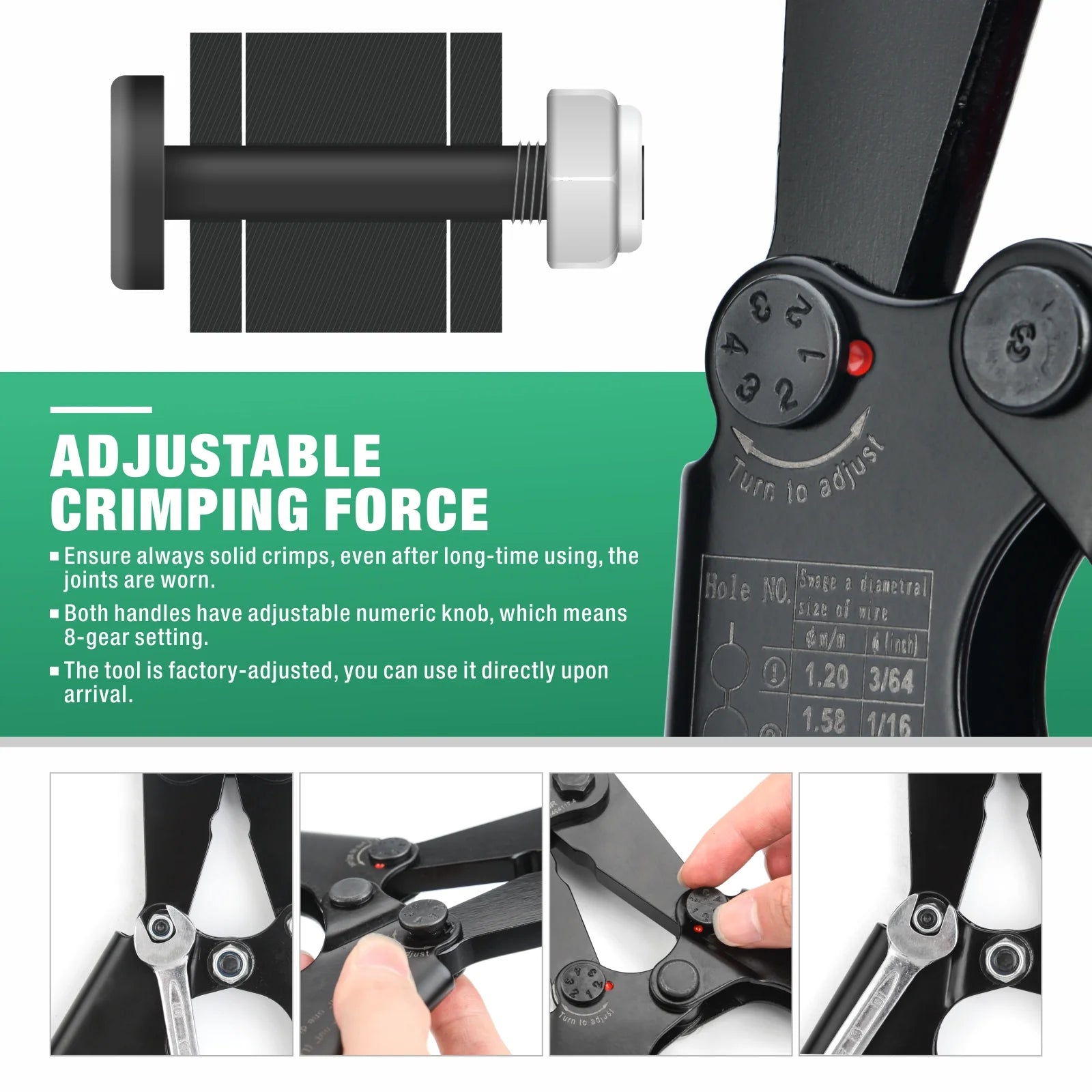 Wire Rope Crimping Tool for 3/64