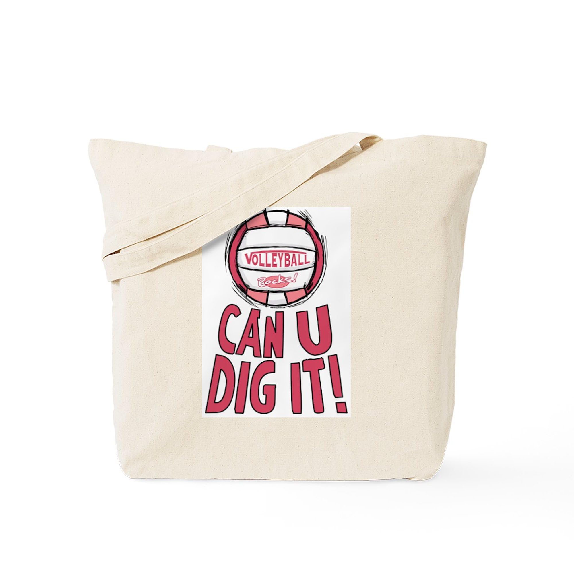 Can U Dig It Pink Natural Canvas Tote Bag - Eco-Friendly Reusable Shopping Bag for Groceries, Beach & Daily Use