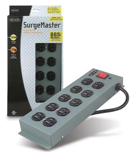 Belkin 10-Outlet Surge Protector with 885 Joule Protection - Power Strip for Home Office, Gaming & Electronics | Metal SurgeMaster Power Strip