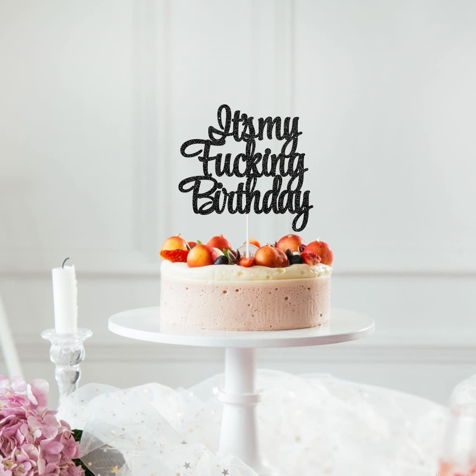 Happy Birthday Cake Topper - Funny Black Cake Decor for Birthday Party Supplies | Perfect for Themed Parties & Celebration Decorations
