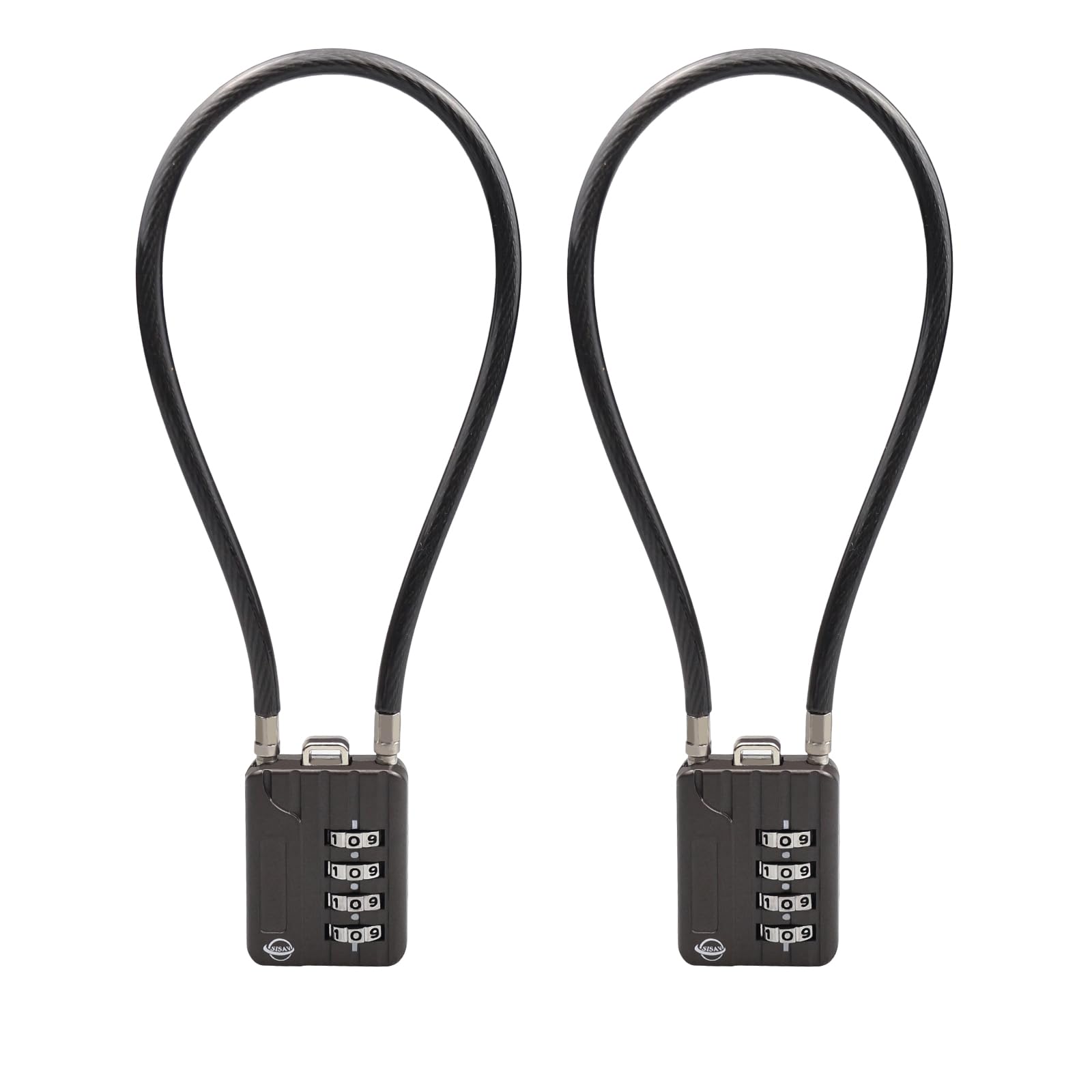 4 Digit Combination Cable Lock - 12 Inch Heavy Duty Security Lock for Gym Lockers, School Lockers, Luggage, Suitcases, Backpacks, Toolboxes & Filing Cabinets (2 Pack, Black) - Perfect for Travel, Sports & Office Security