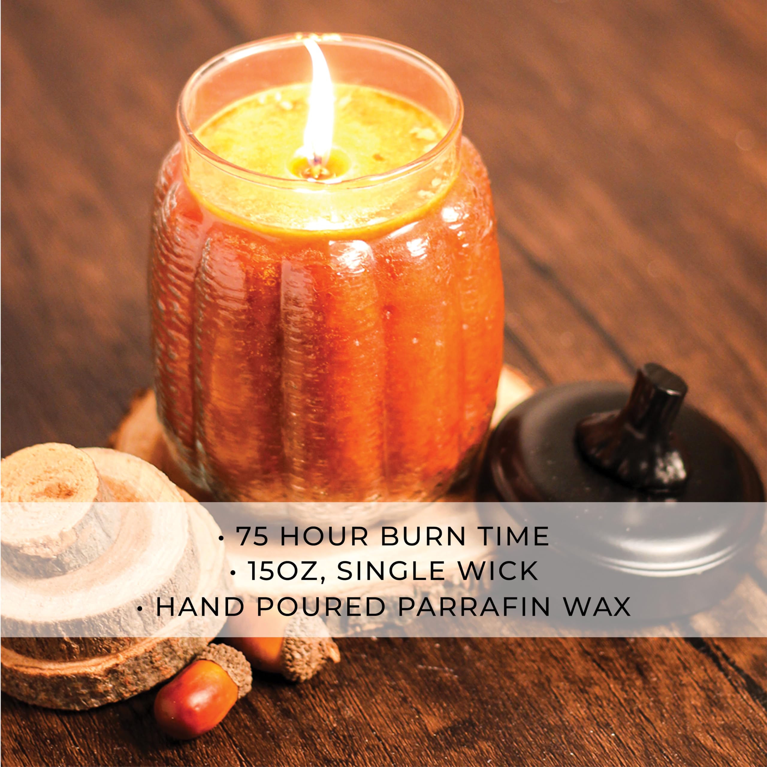 Pumpkin Pie Scented Glass Jar Candle - 26oz Decorative Candle with Lid | Authentic Fragrance | Made in USA | Perfect for Fall Decor, Thanksgiving Centerpieces & Cozy Home Ambiance