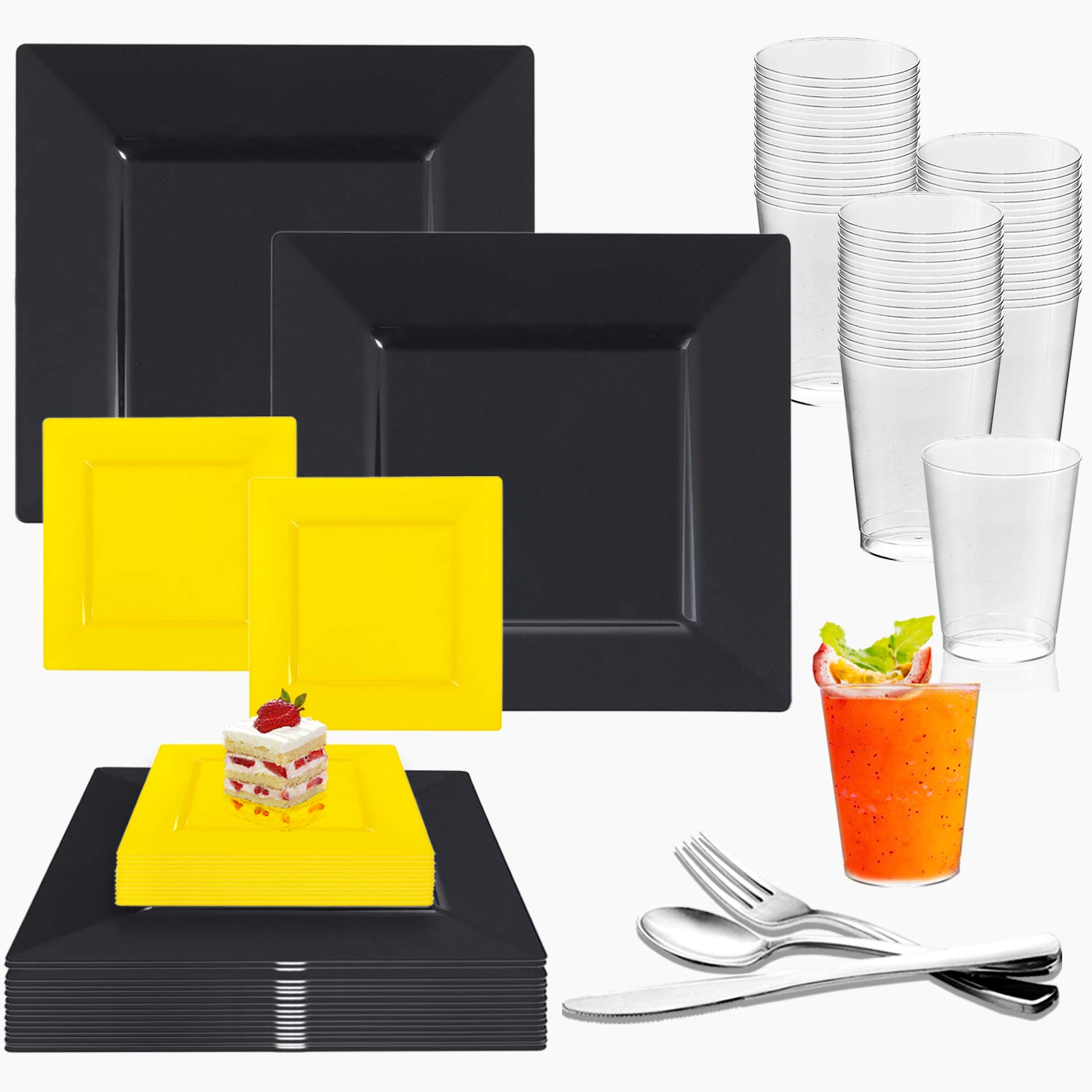 Elegant Disposable Plastic Dinnerware Set for 40 Guests - Heavy Duty 9.5