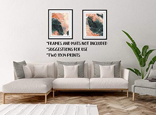 Abstract Art Prints - Modern Contemporary Wall Decor Set of 2 (11x14 Inches) - Unframed Canvas Posters for Living Room, Bedroom & Office Decor