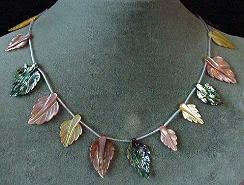 Hand Carved Abalone Pink and Golden Mother of Pearl Leaf Beads Strand - Jewelry Making Supplies for Necklaces, Bracelets & DIY Crafts - Perfect for Boho, Beach & Wedding Jewelry Designs