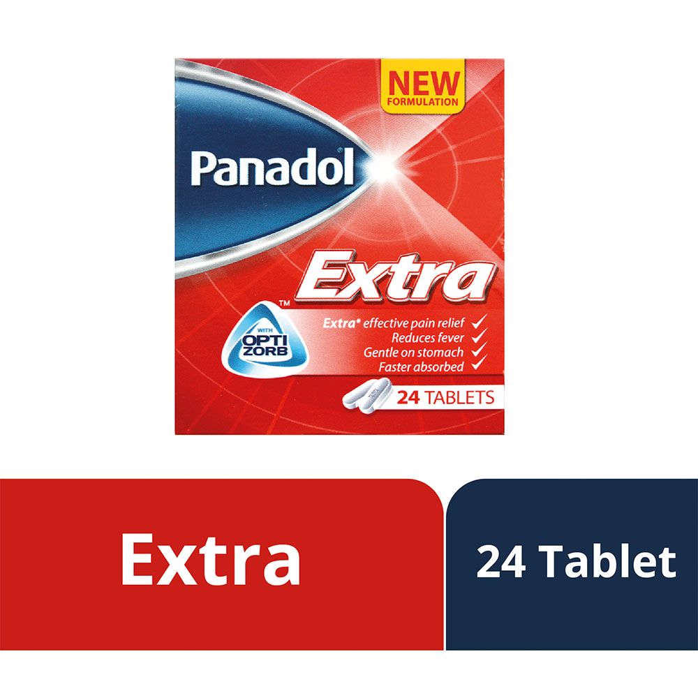 Panadol Extra Optizorb Tablets 24 Count - Fast-Acting Fever & Pain Relief for Headaches, Muscle Aches | Travel & Home First Aid Essential